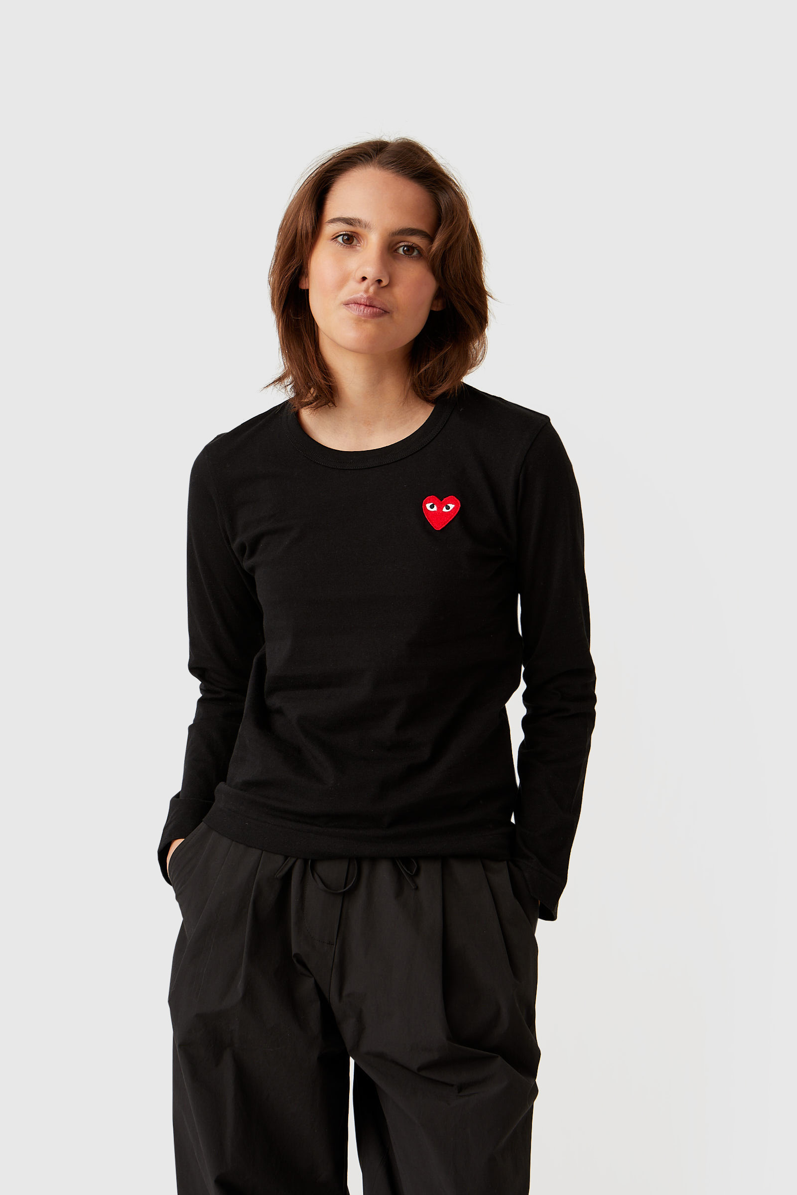 comme des garcons play long sleeve basic logo tee