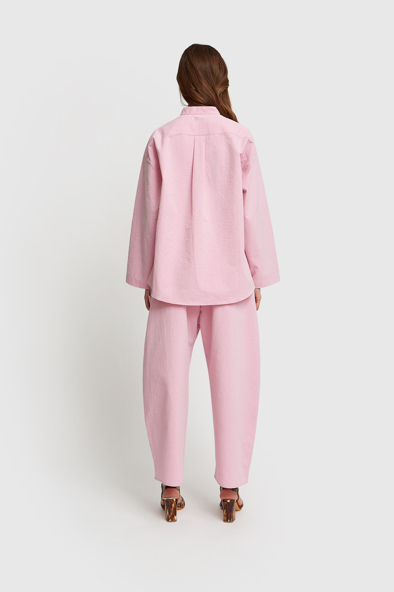 CristaSeya Seersucker Curved Pyjama Pants Light pink | WoodWood.com