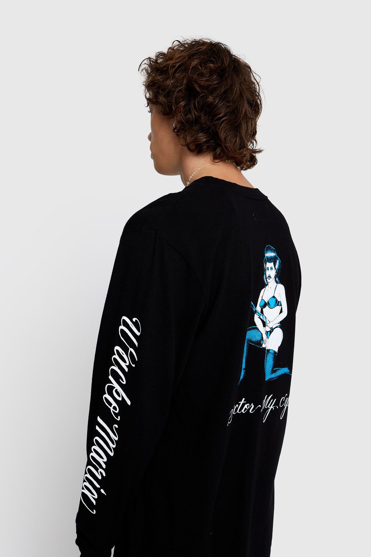 WACKO MARIA Born x Raised / Crew Neck LS Tee Black | WoodWood.com