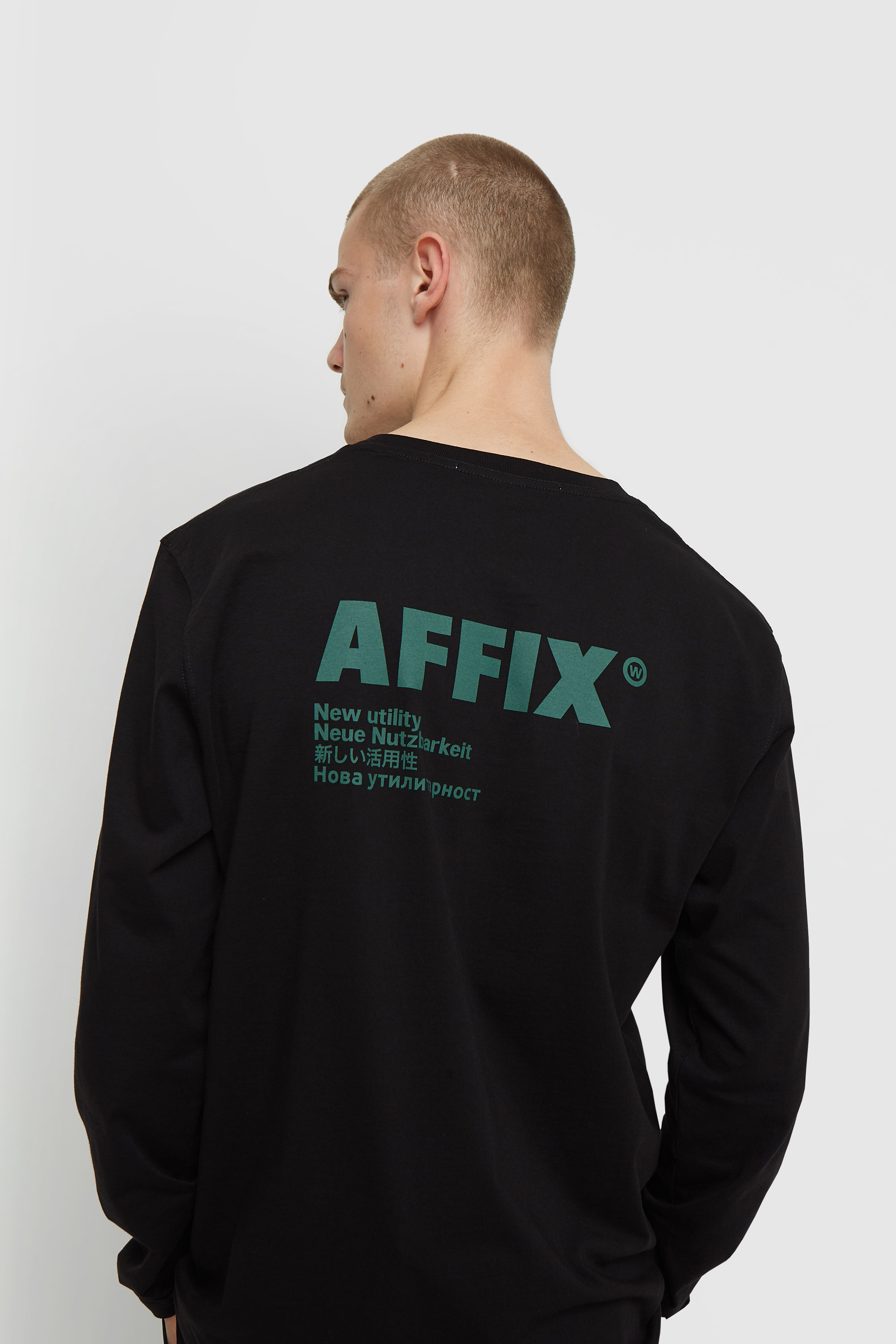AFFIX Standardised Logo LS T-shirt Black | WoodWood.com