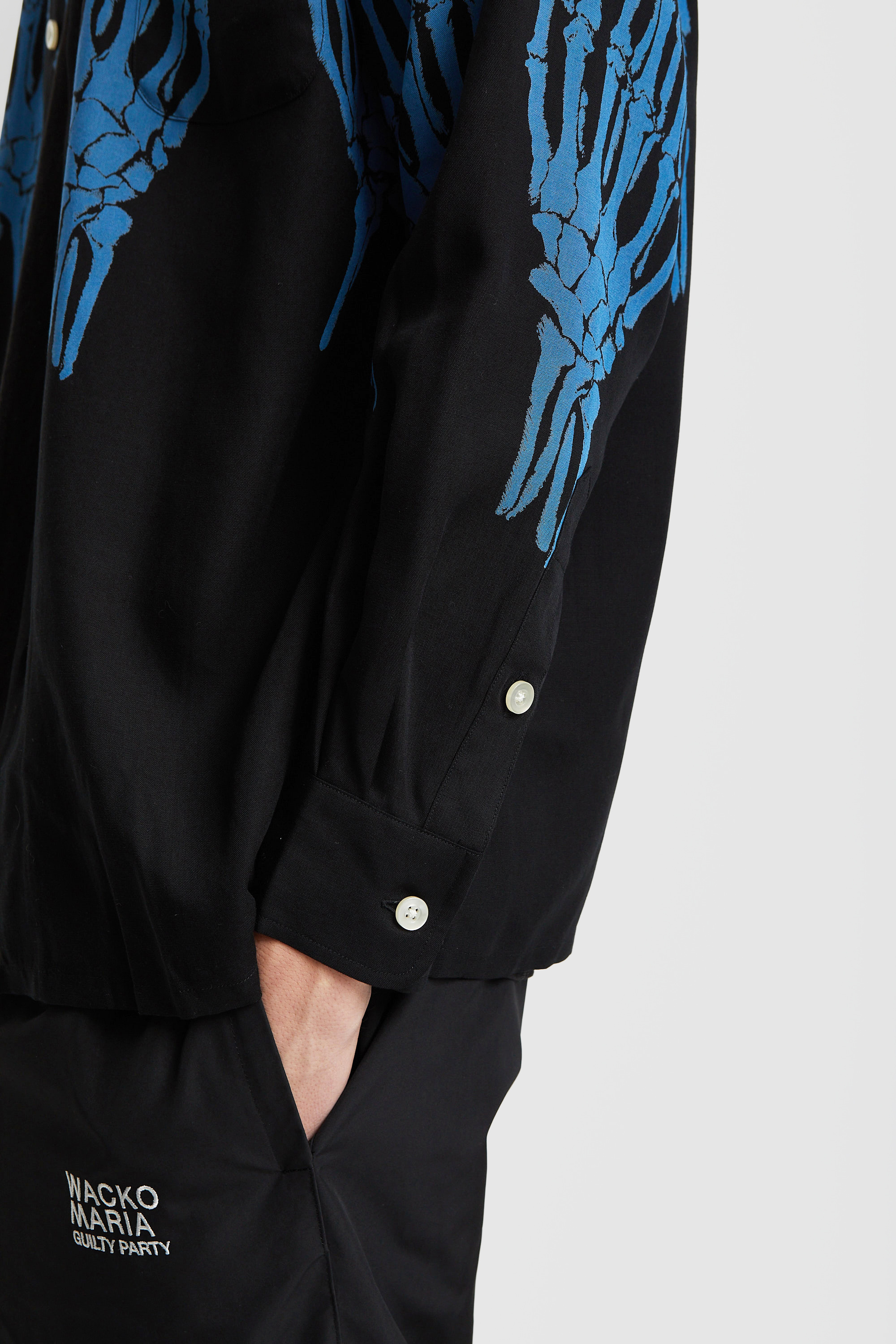 WACKO MARIA Hawaiian Shirt L/S (Type-5) Black/blue | WoodWood.com