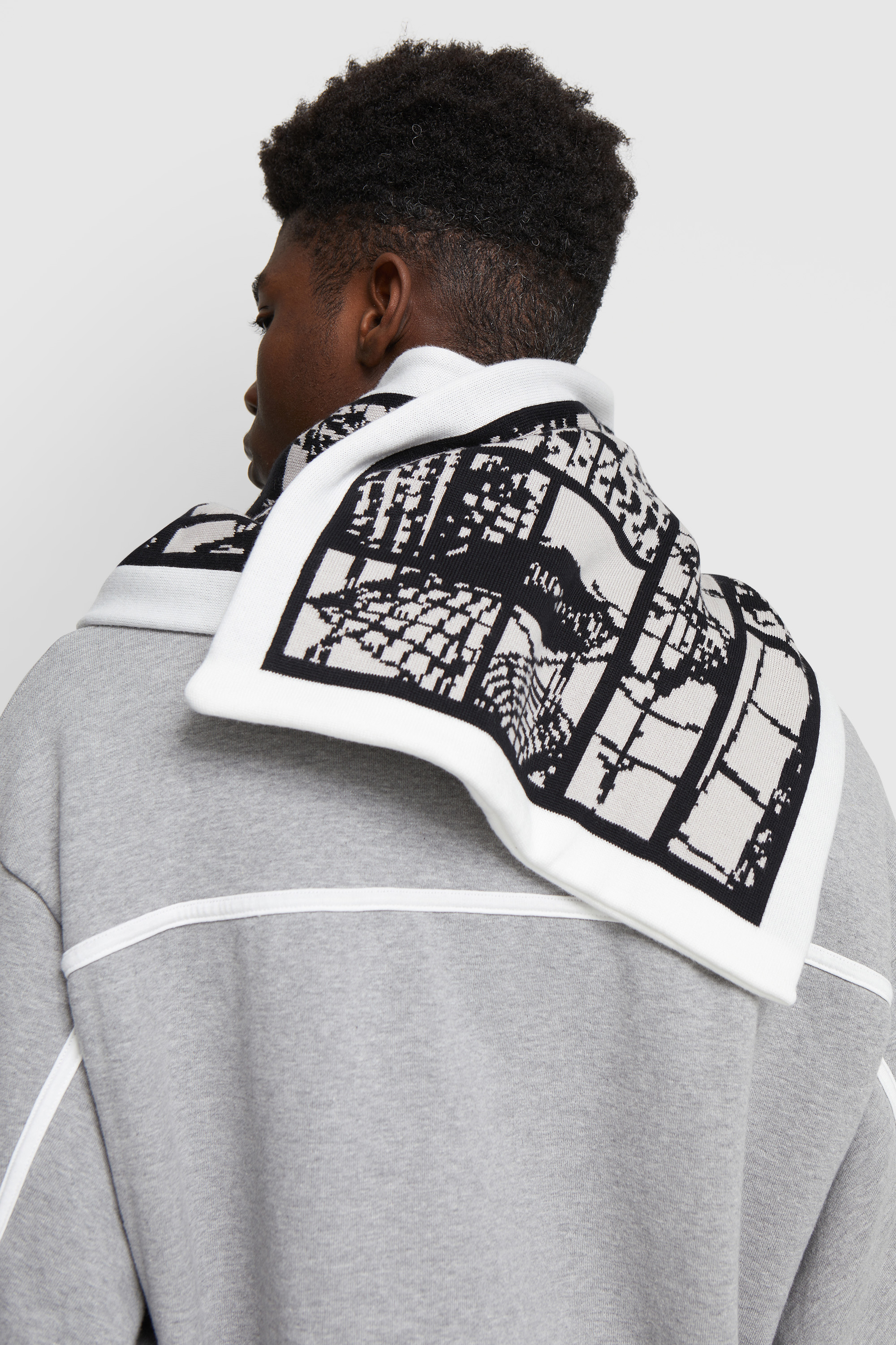 Cav Empt System Grid Knit Scarf Black WoodWood