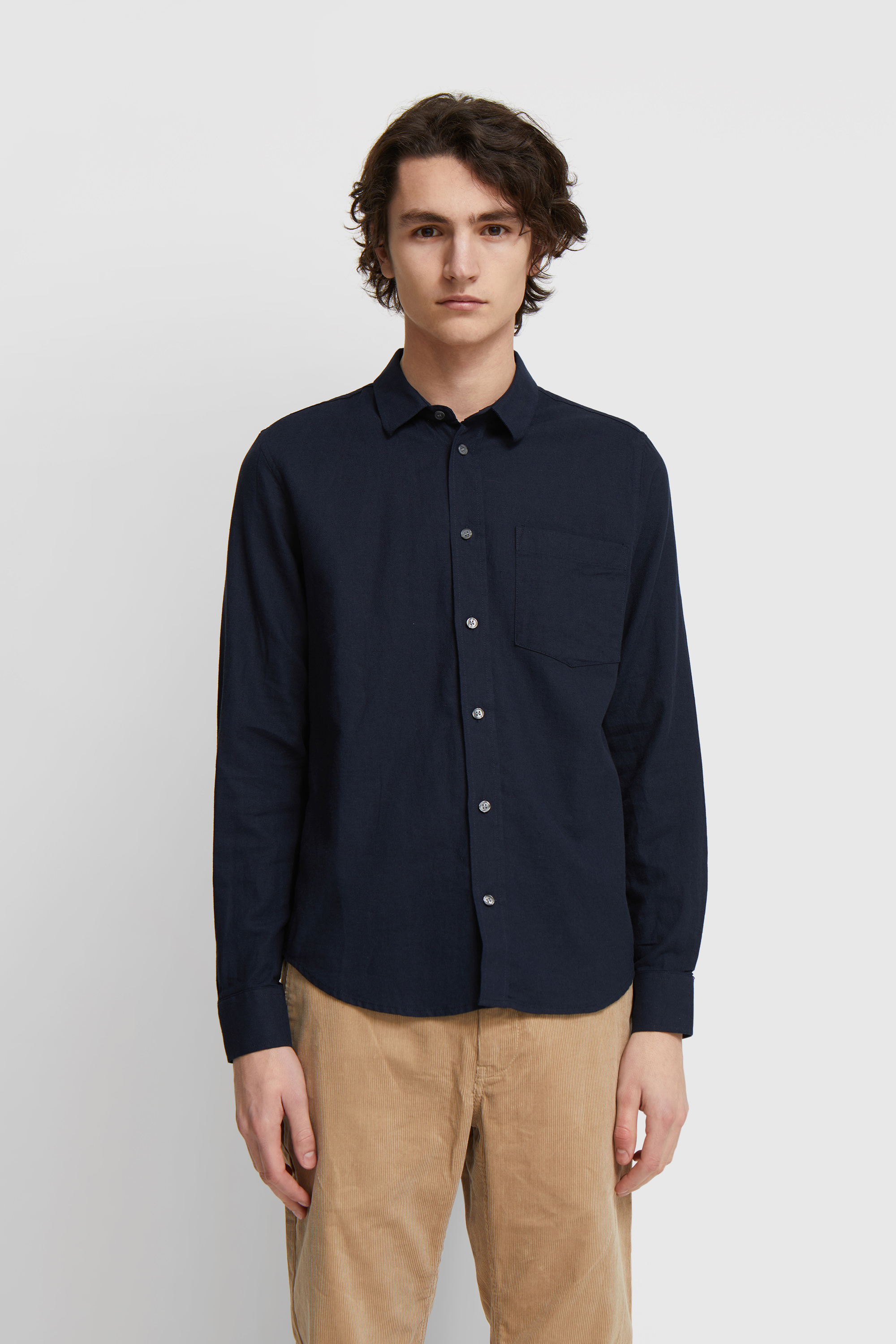 Wood Wood Andrew cotton linen shirt Navy | WoodWood.com