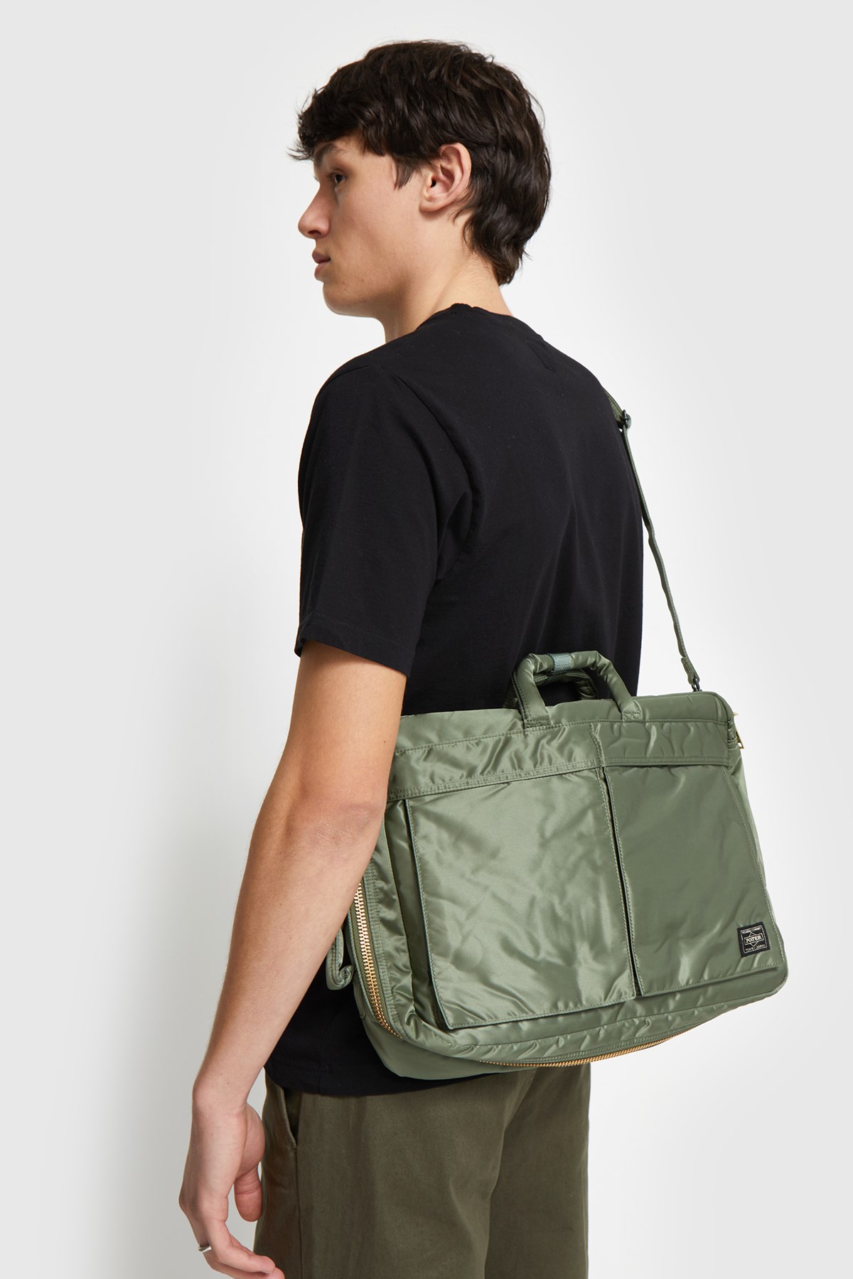 Porter Yoshida 3Way Brief Case Sage green | WoodWood.com