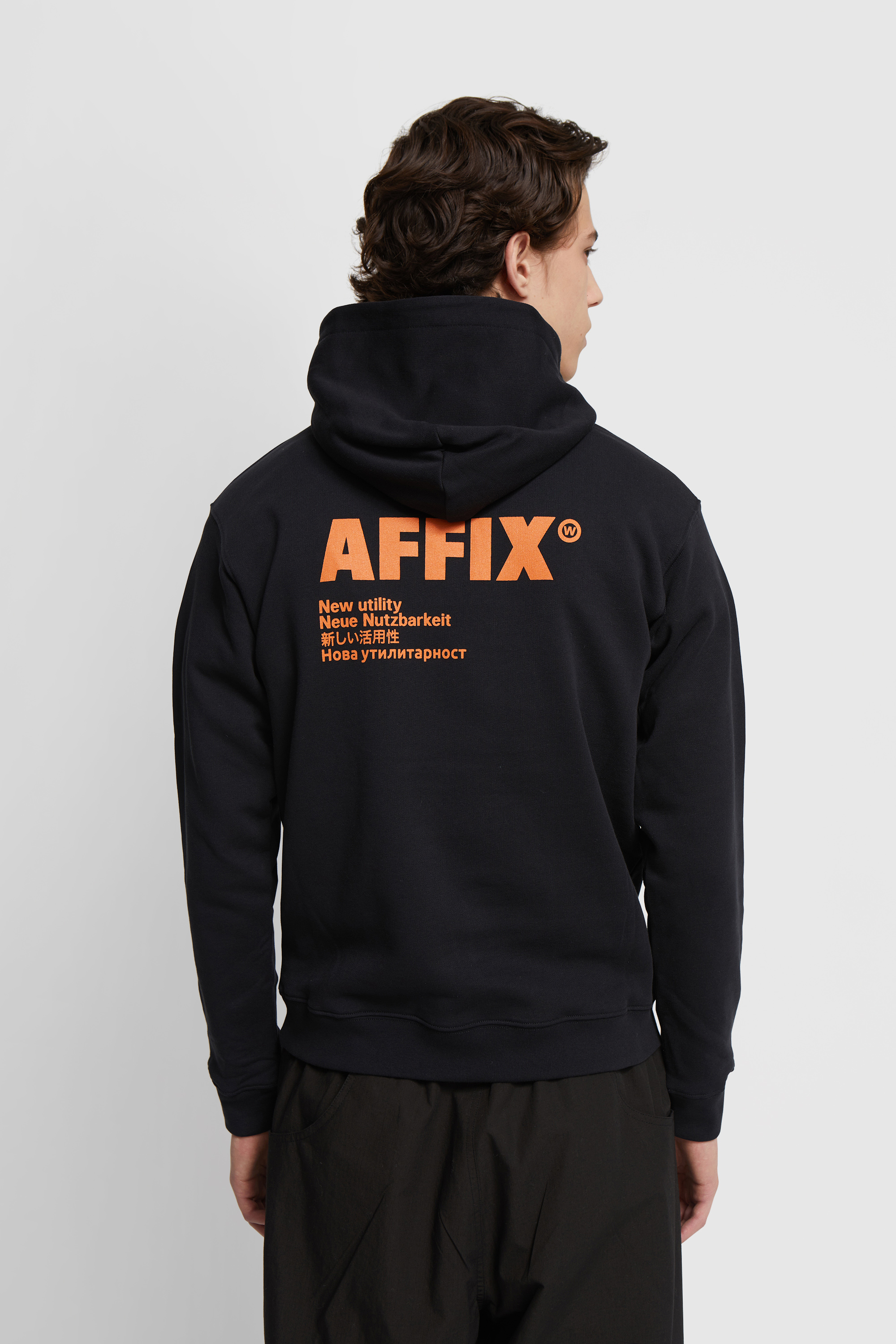 AFFIX Standardised Logo Hoodie Black/orange | WoodWood.com