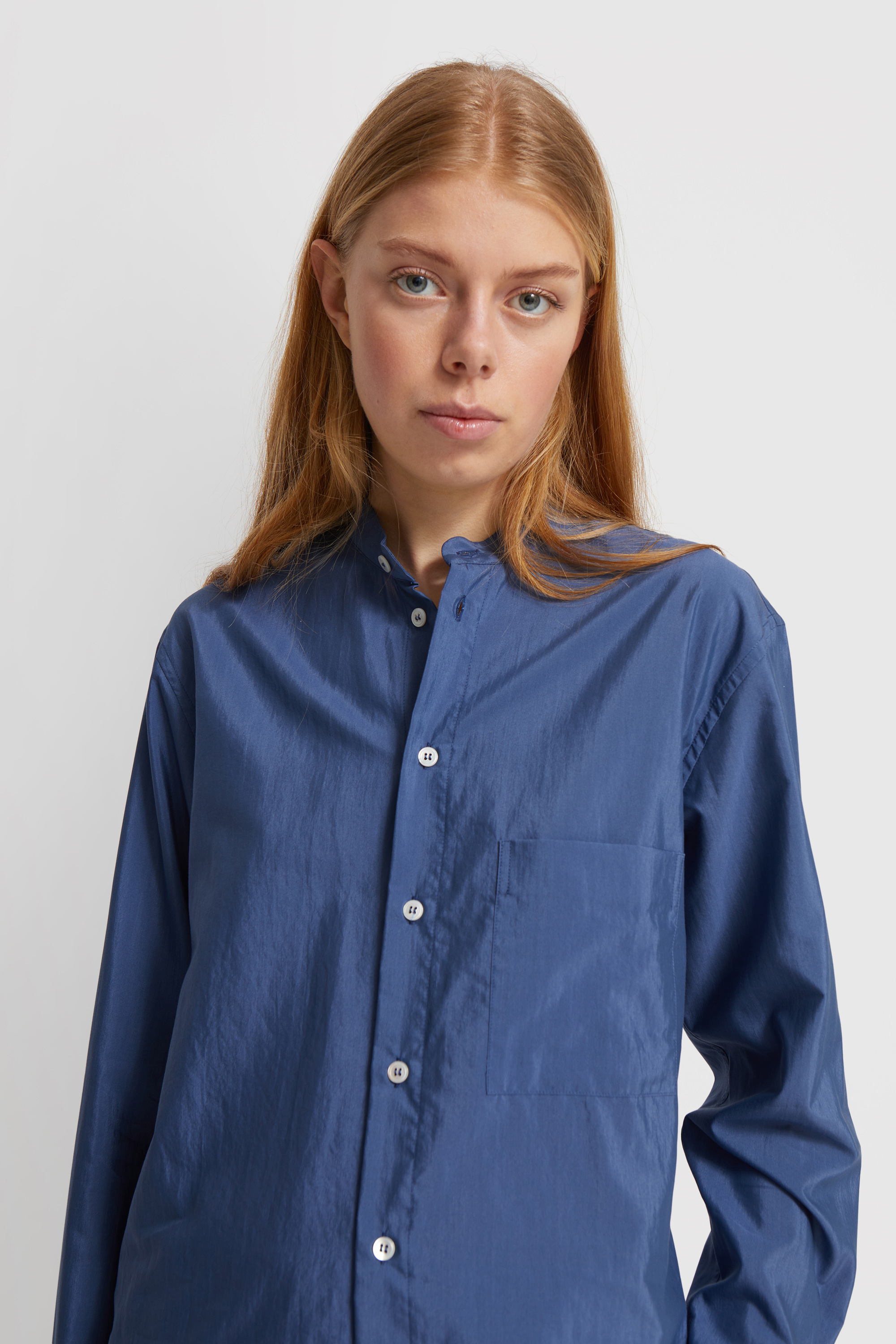 CristaSeya Silk/Cotton Fitted Shirt Blue | WoodWood.com