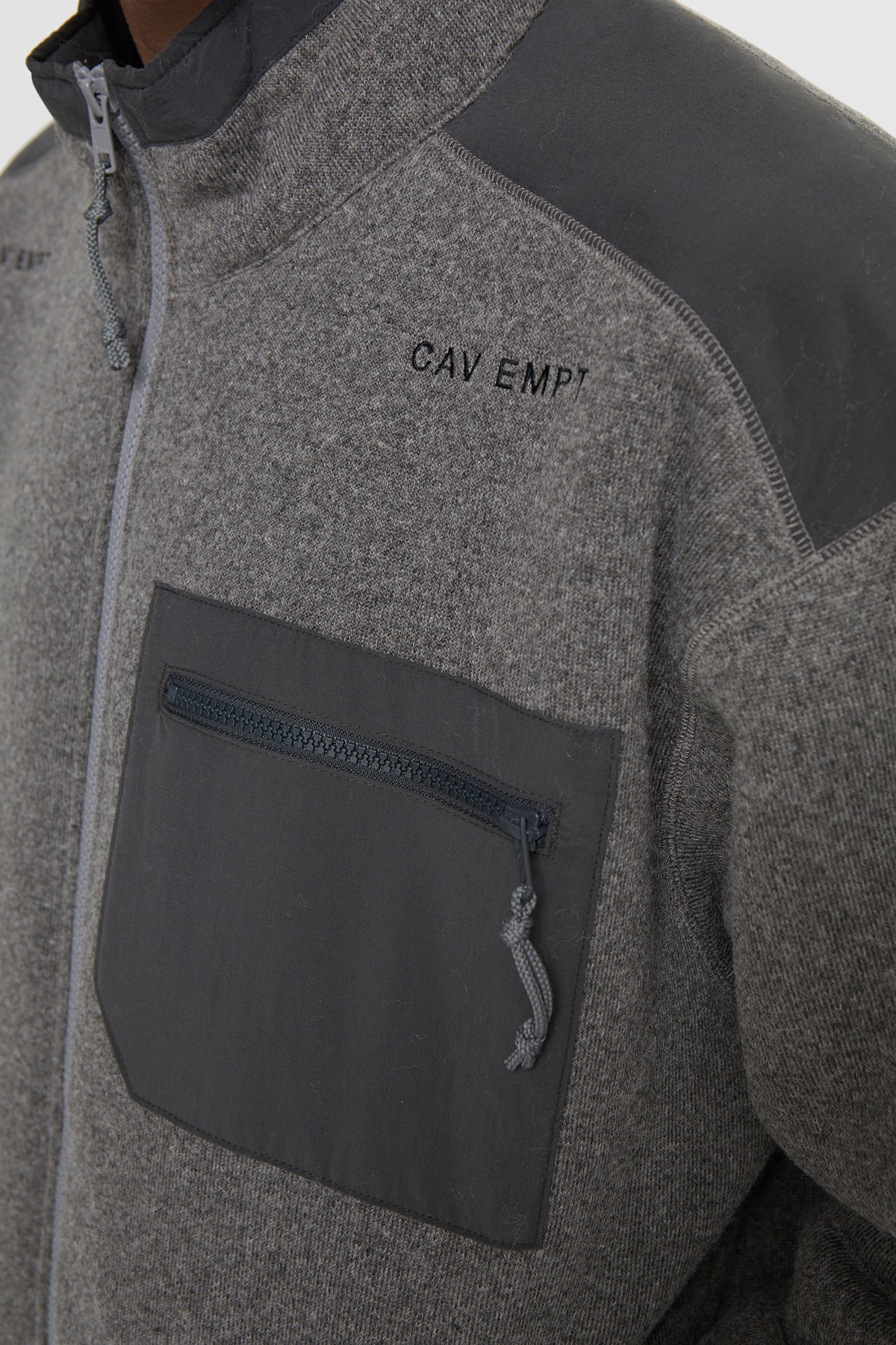 Cav Empt Furry Back Fleece Zip Up Grey WoodWood