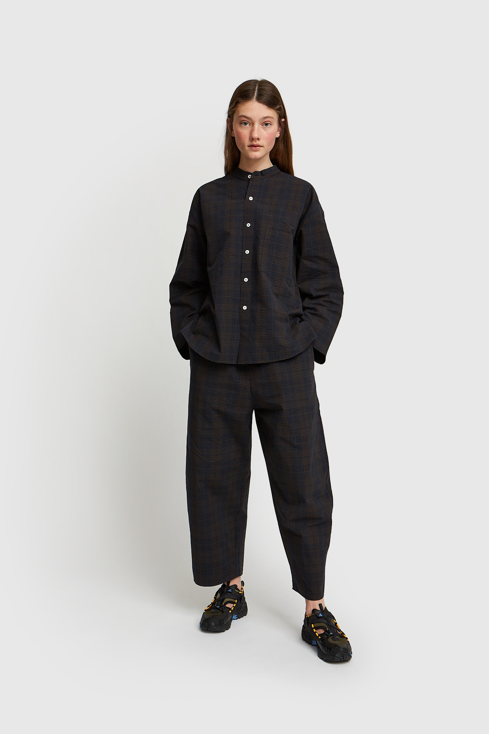 CristaSeya Striped Seersucker Pyjama Pant Black/brown