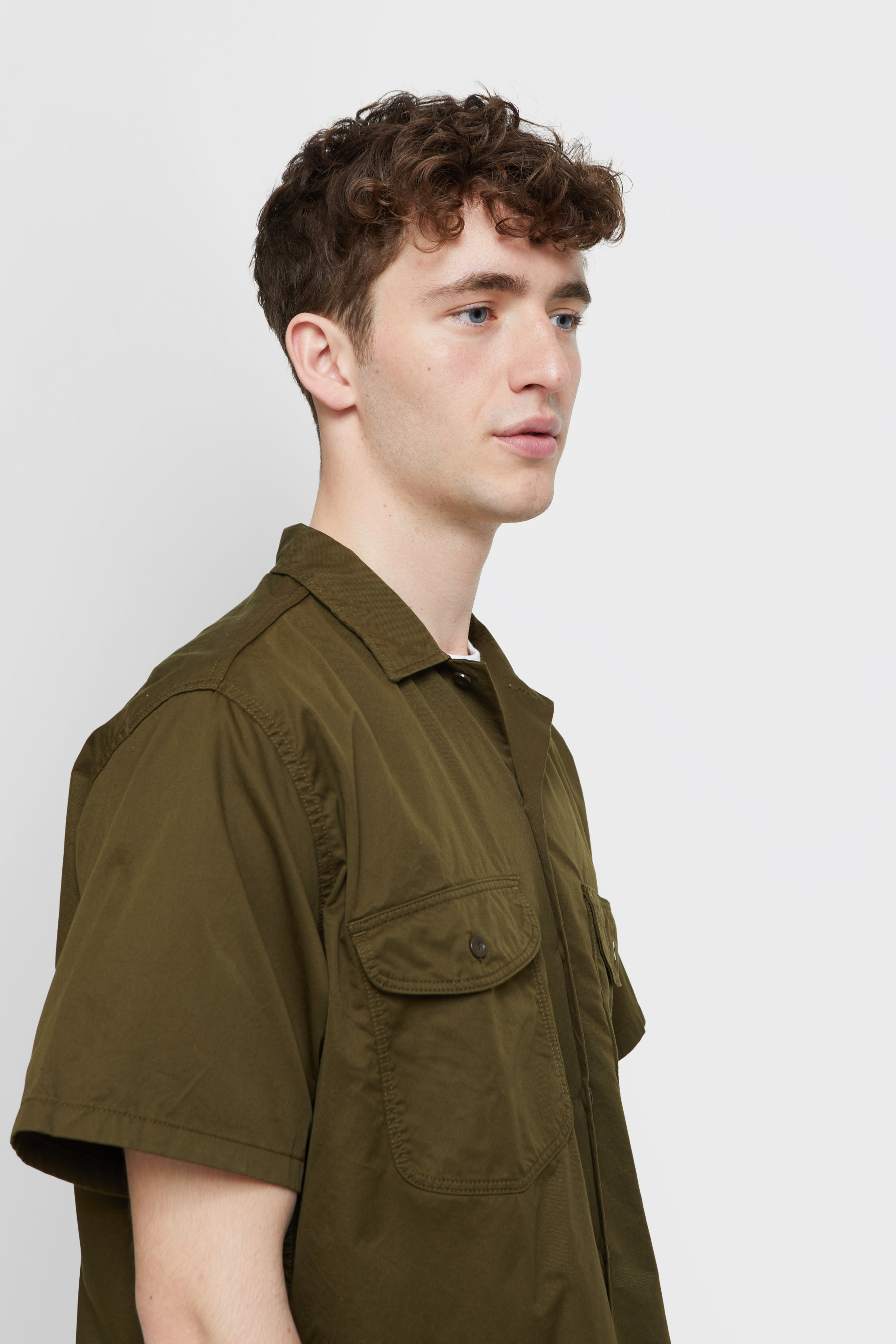 Beams Plus Short Sleeve Work Twill Olive | WoodWood.com