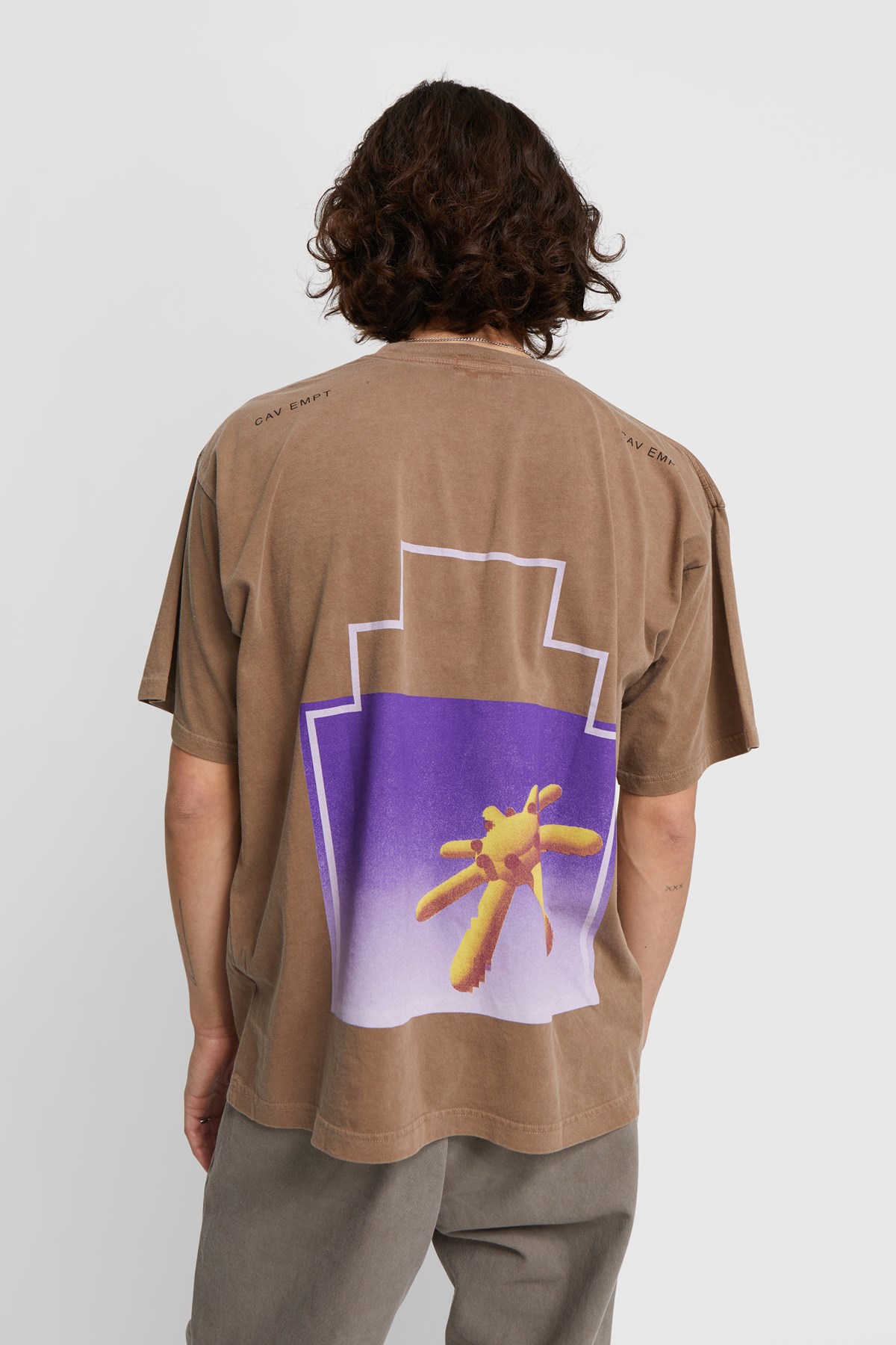 Cav Empt Overdye AS Test G1 Big T shirt Brown WoodWood