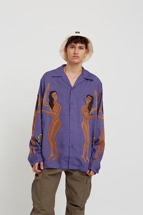 WACKO MARIA Open Collar Shirt Purple | WoodWood.com