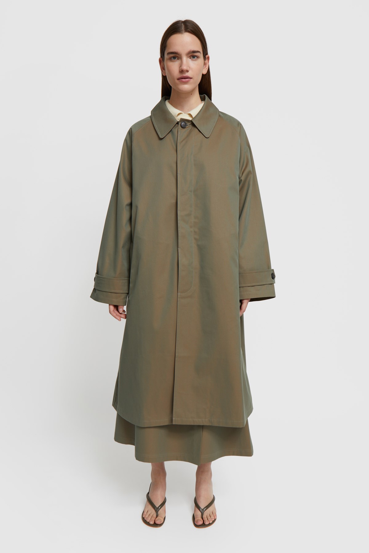 CristaSeya Japanese Twill Cotton Trench Petrol | WoodWood.com