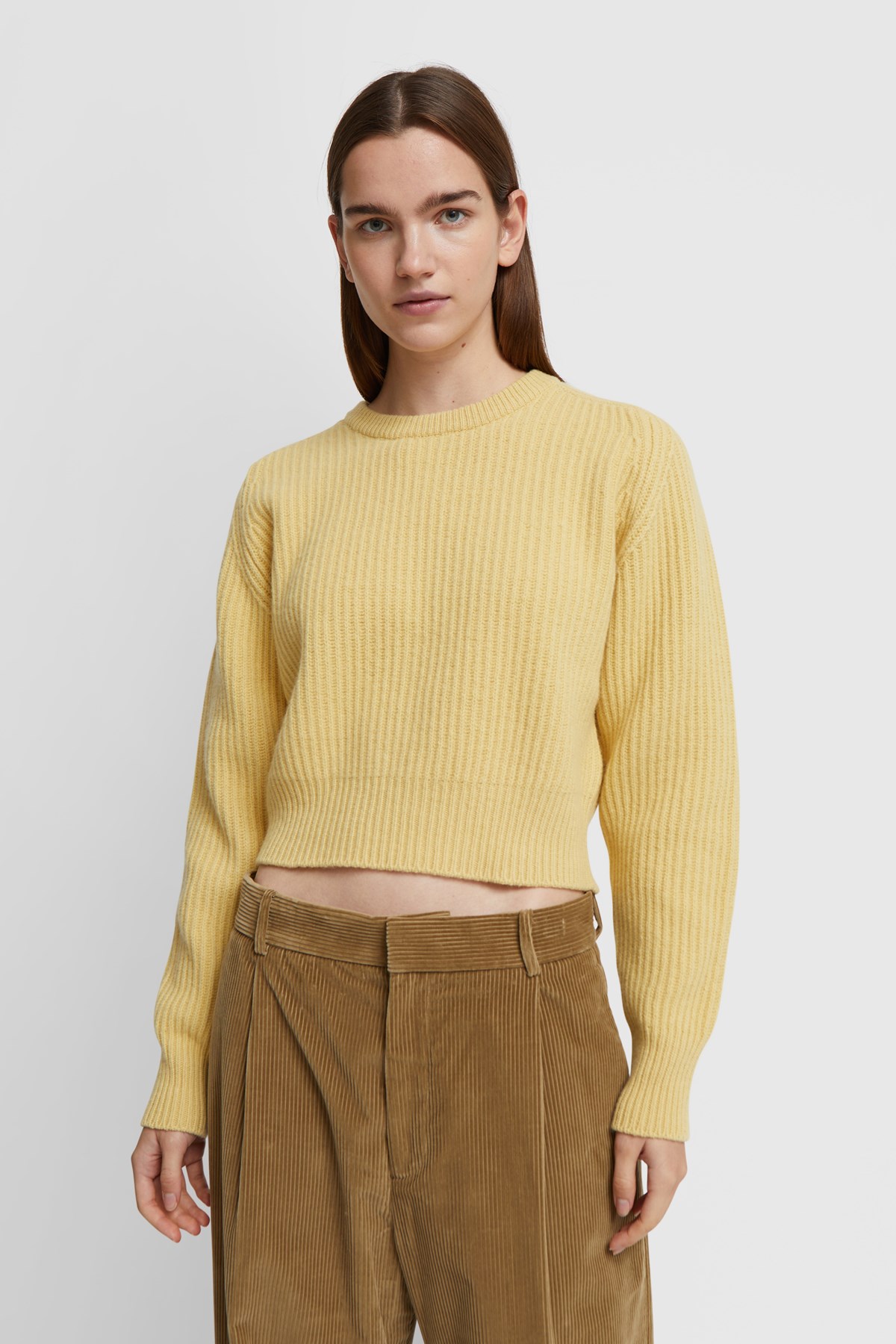 CristaSeya Cashmere Maxi Rib Raglan Sweater Light Yellow