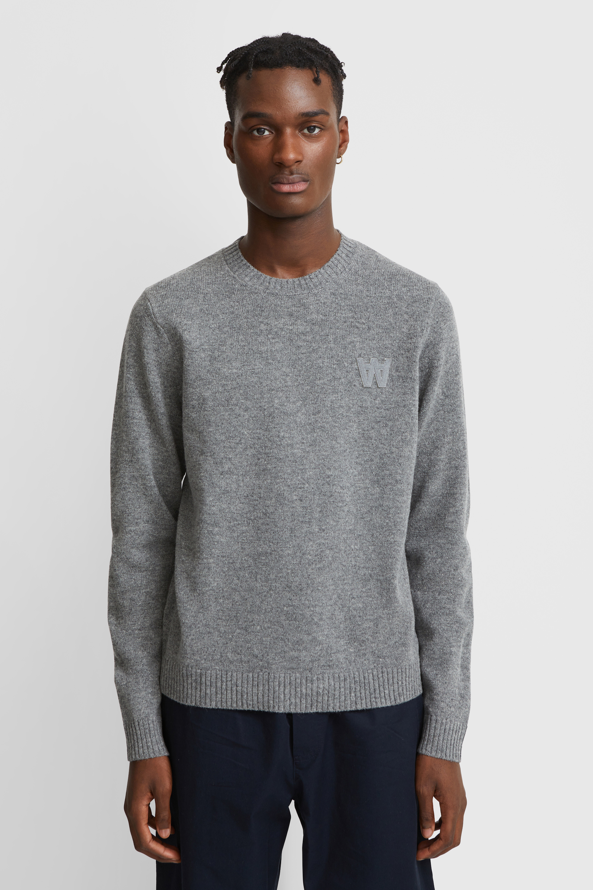 Double A by Wood Wood Kevin lambswool jumper Grey melange | WoodWood.com