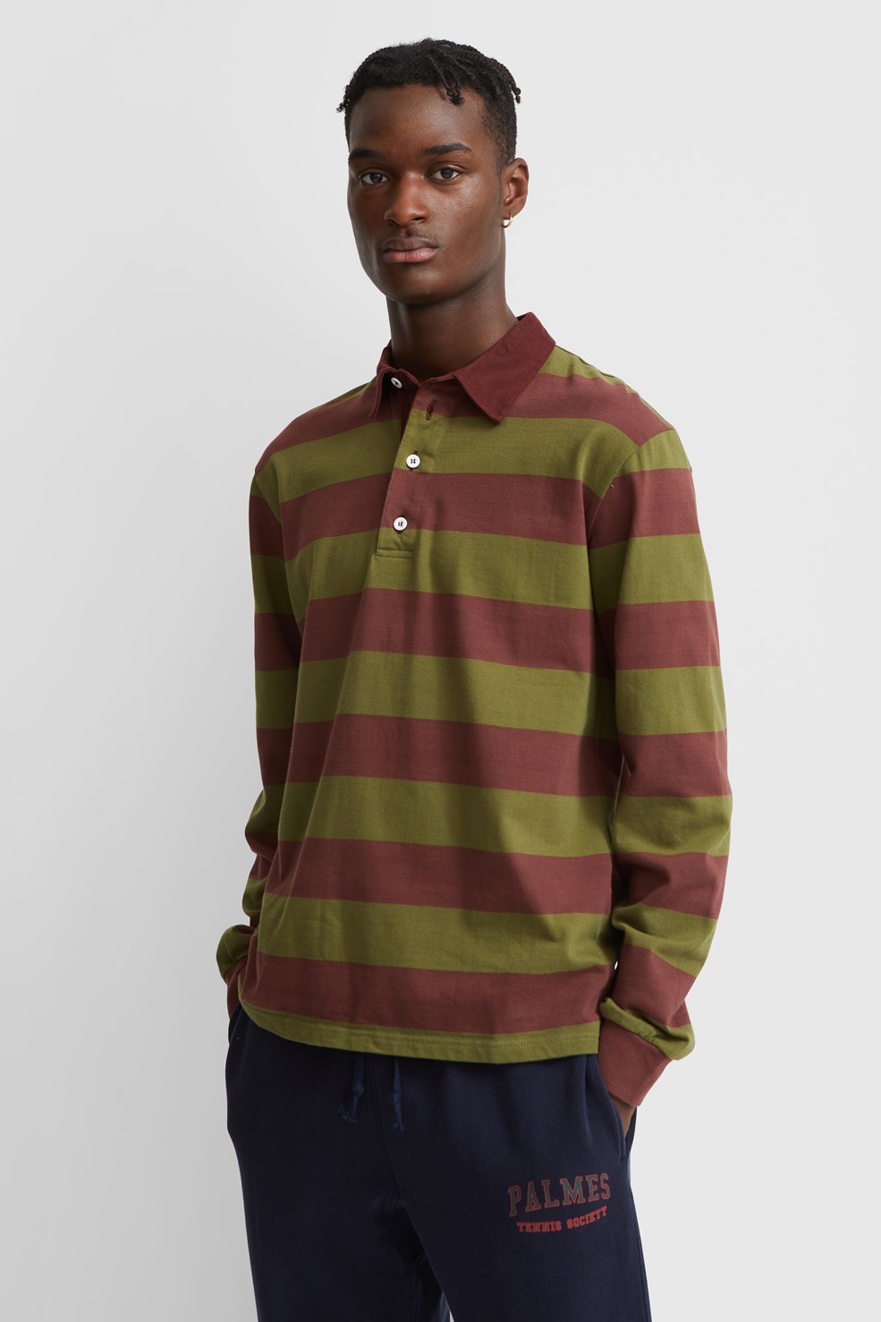 Palmes Colt Rugby Shirt Madder Brown/Deep Olive | WoodWood.com