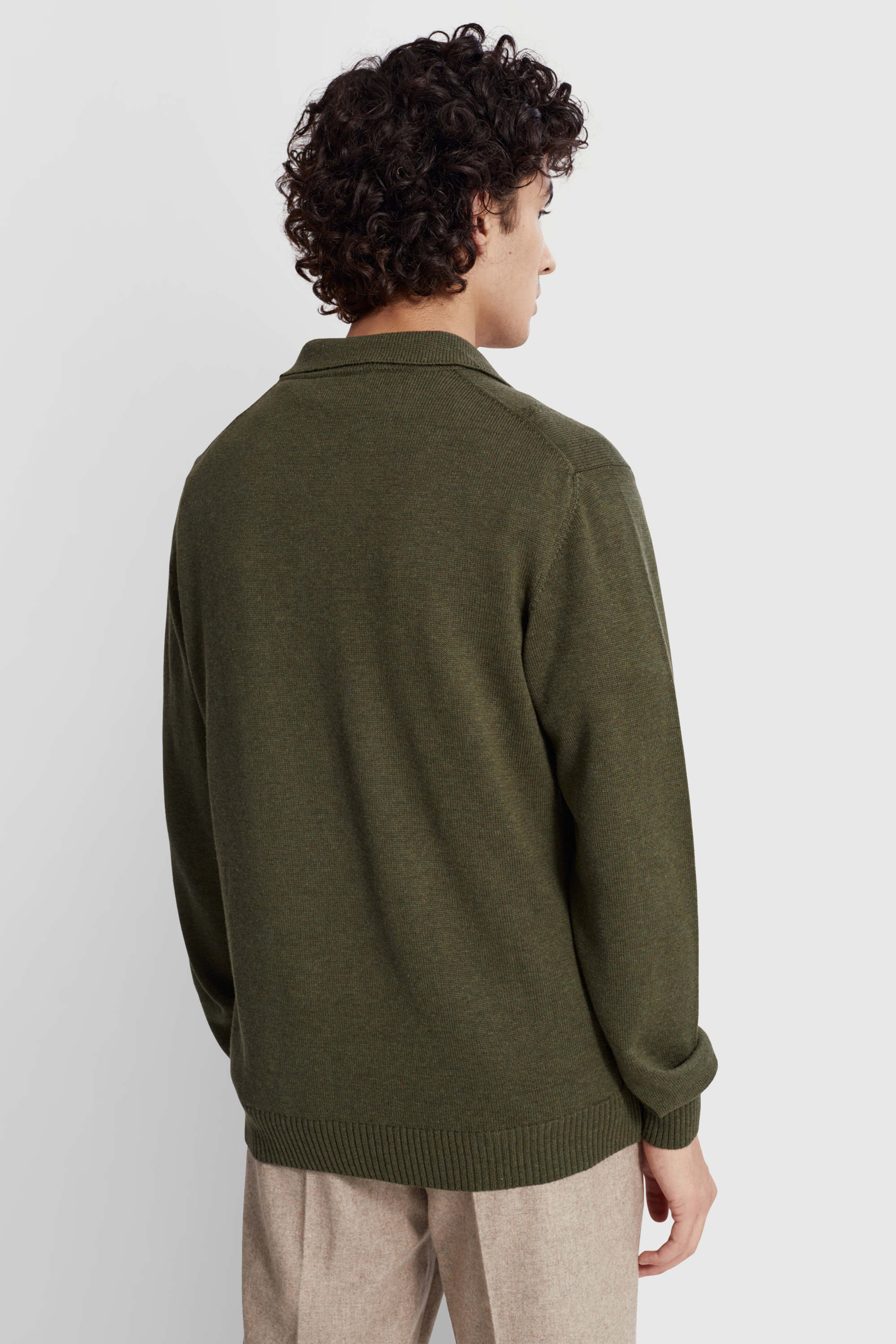 Wood Wood Cooper pointelle stripe LS polo Dark green | WoodWood.com