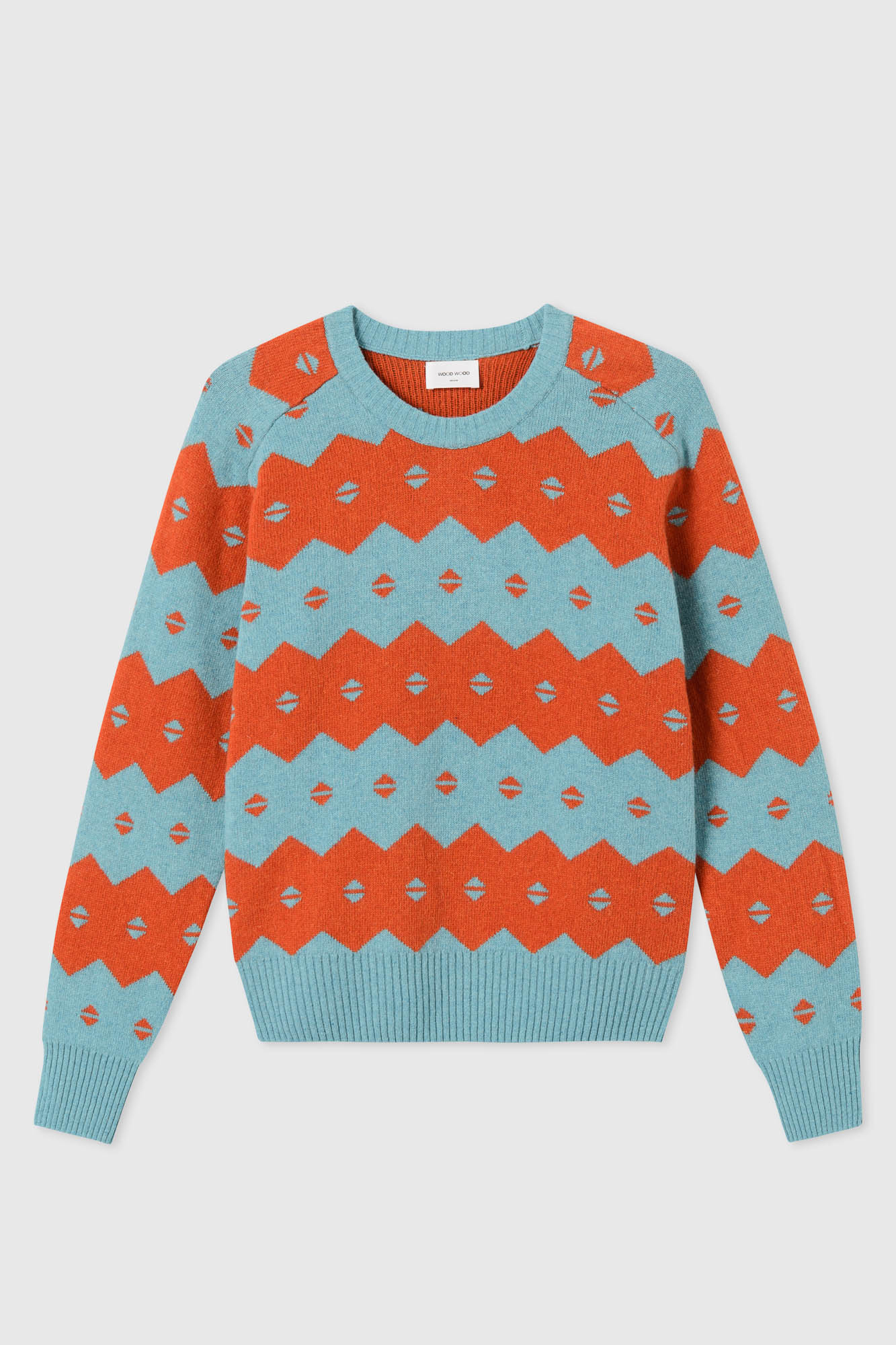 Wood Wood Kevin sweater Turquoise jacquard | WoodWood.com