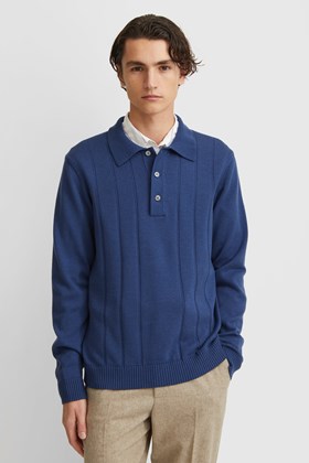 Wood Wood Cooper pointelle stripe LS polo