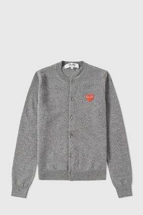 Comme des Garçons PLAY Womens Basic Logo Cardigan grey (C) | WoodWood.com