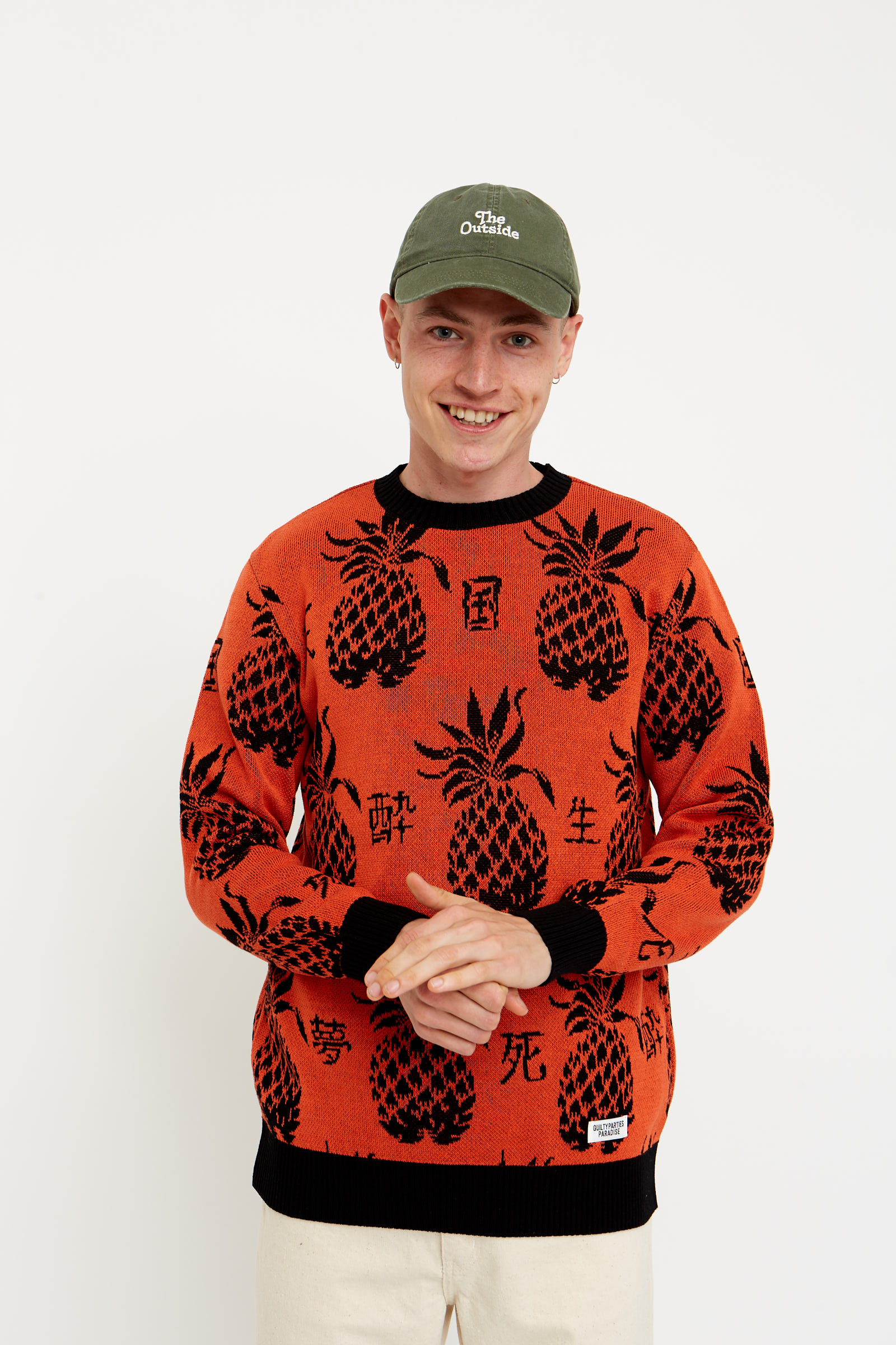 WACKO MARIA Pineapple Jacquard Sweater Orange | WoodWood.com