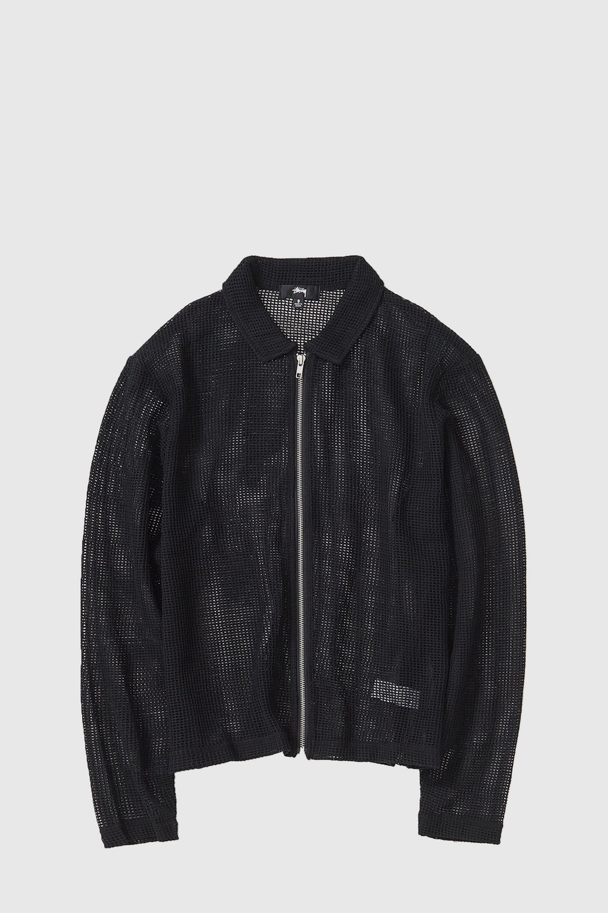 Stüssy Cotton Mesh Zip LS Shirt Black | WoodWood.com