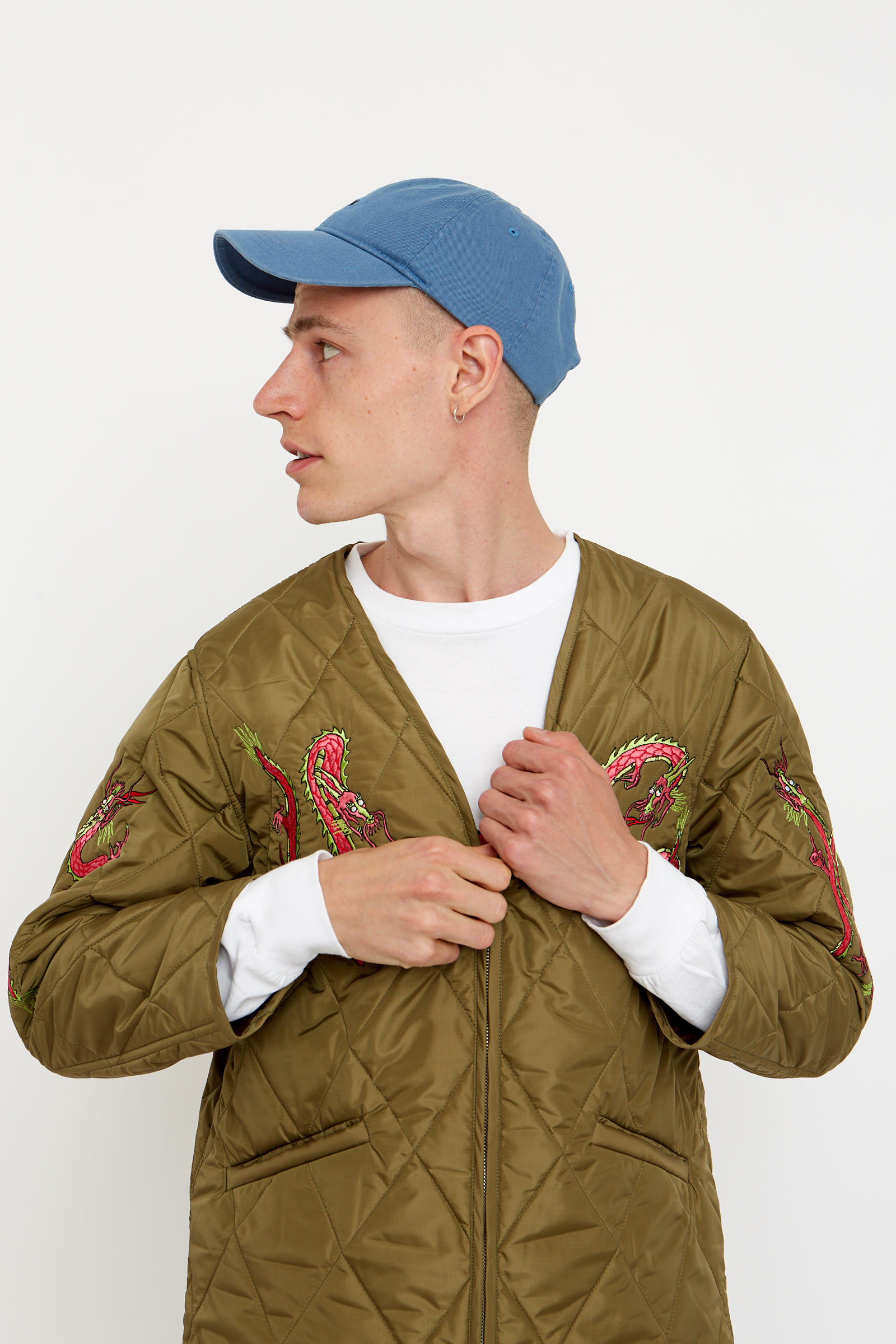 専門店では WACKO MARIA QUILTED JACKET カーキ 中指 | artfive.co.jp