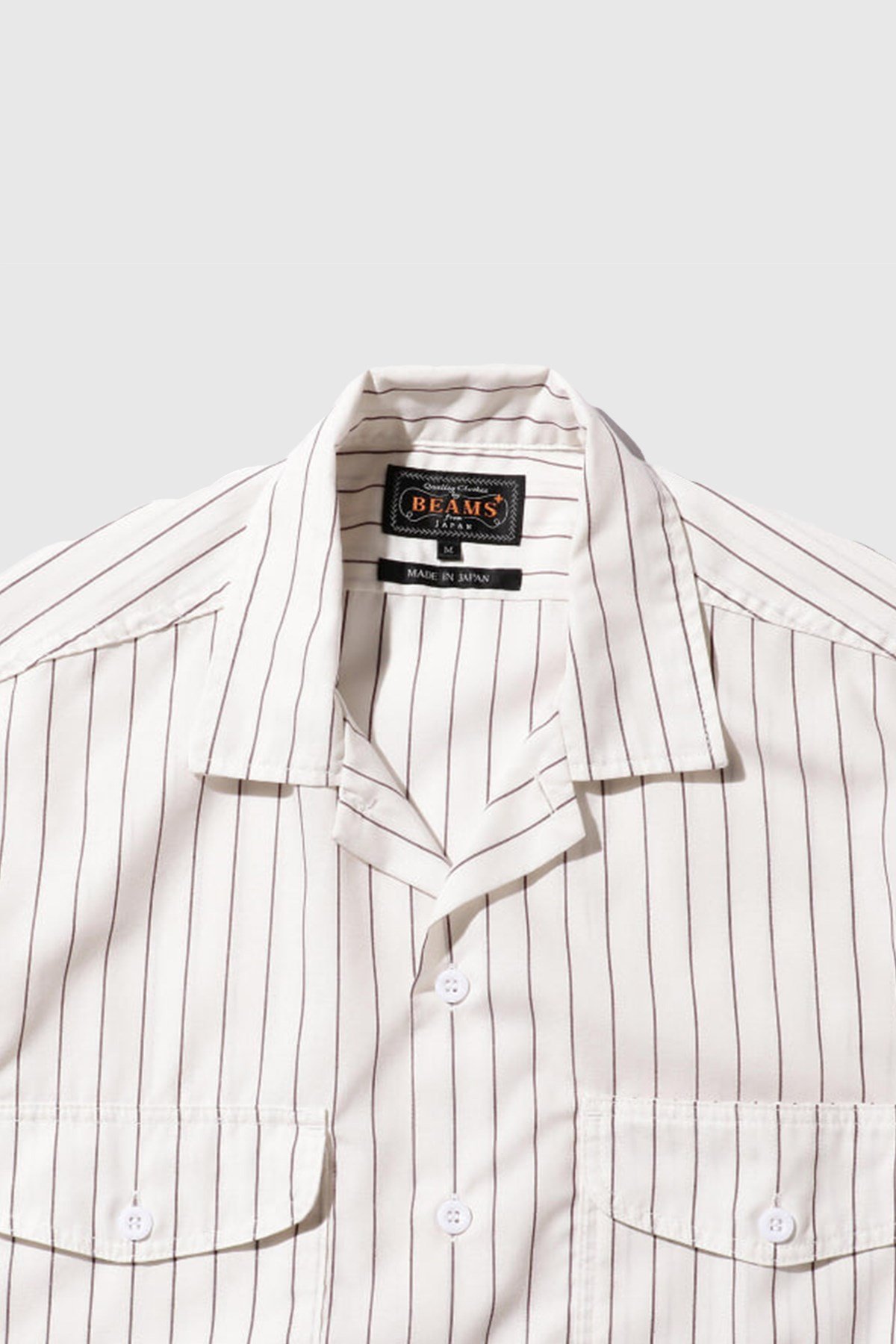 Beams Plus Striped Short Sleeve Work Shirt White | WoodWood.com