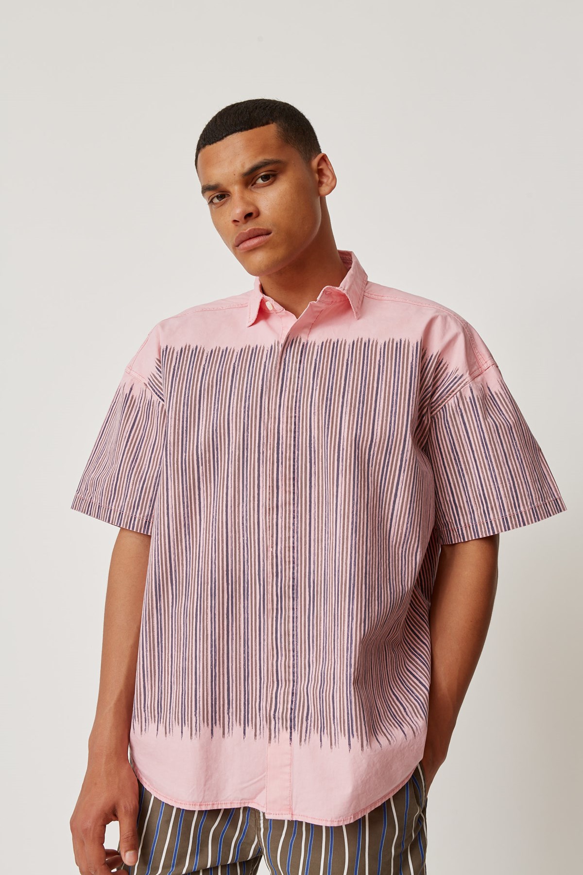 Cav Empt Stripe Short Sleeve Shirt Pink | WoodWood.com