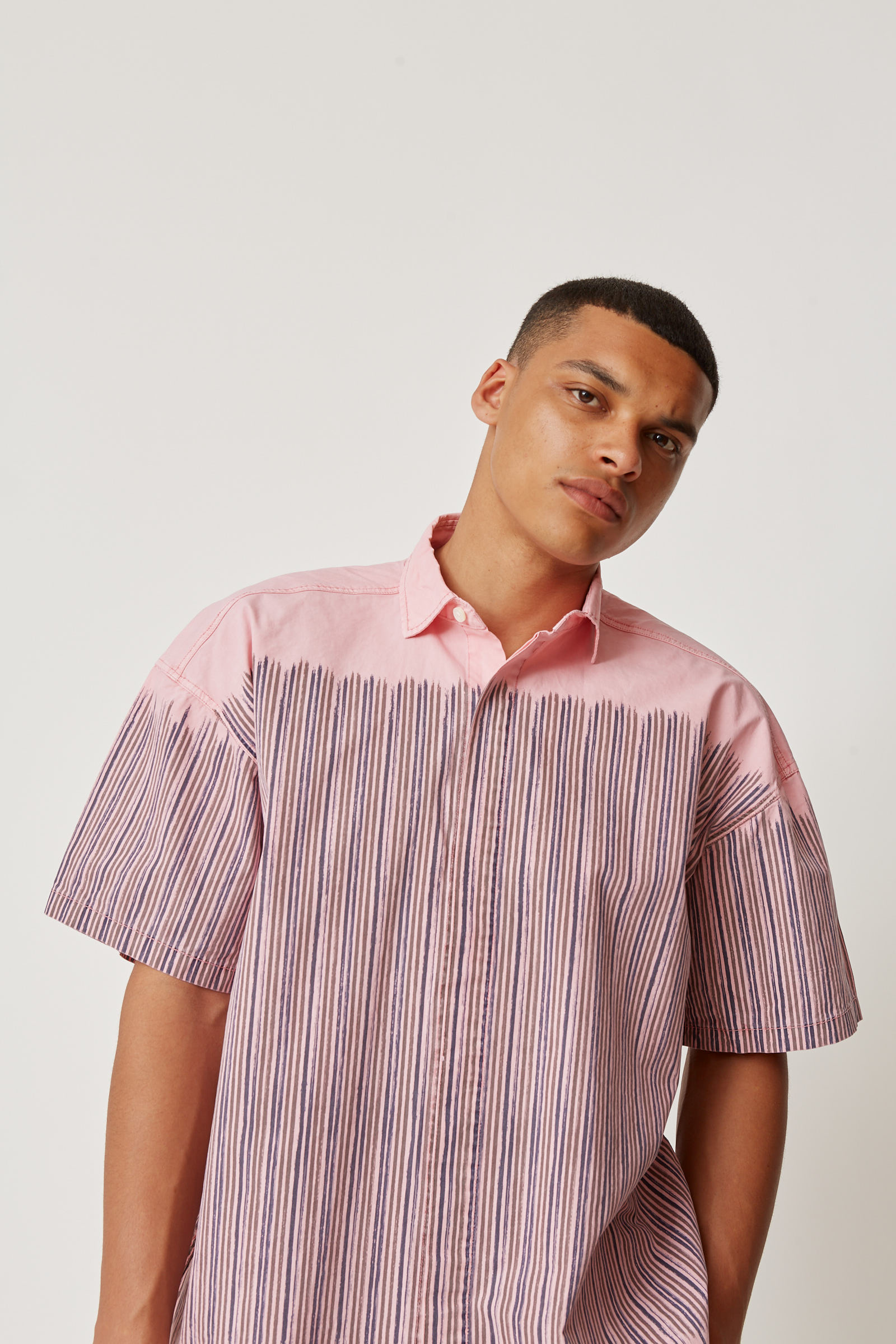 Cav Empt Stripe Short Sleeve Shirt Pink WoodWood