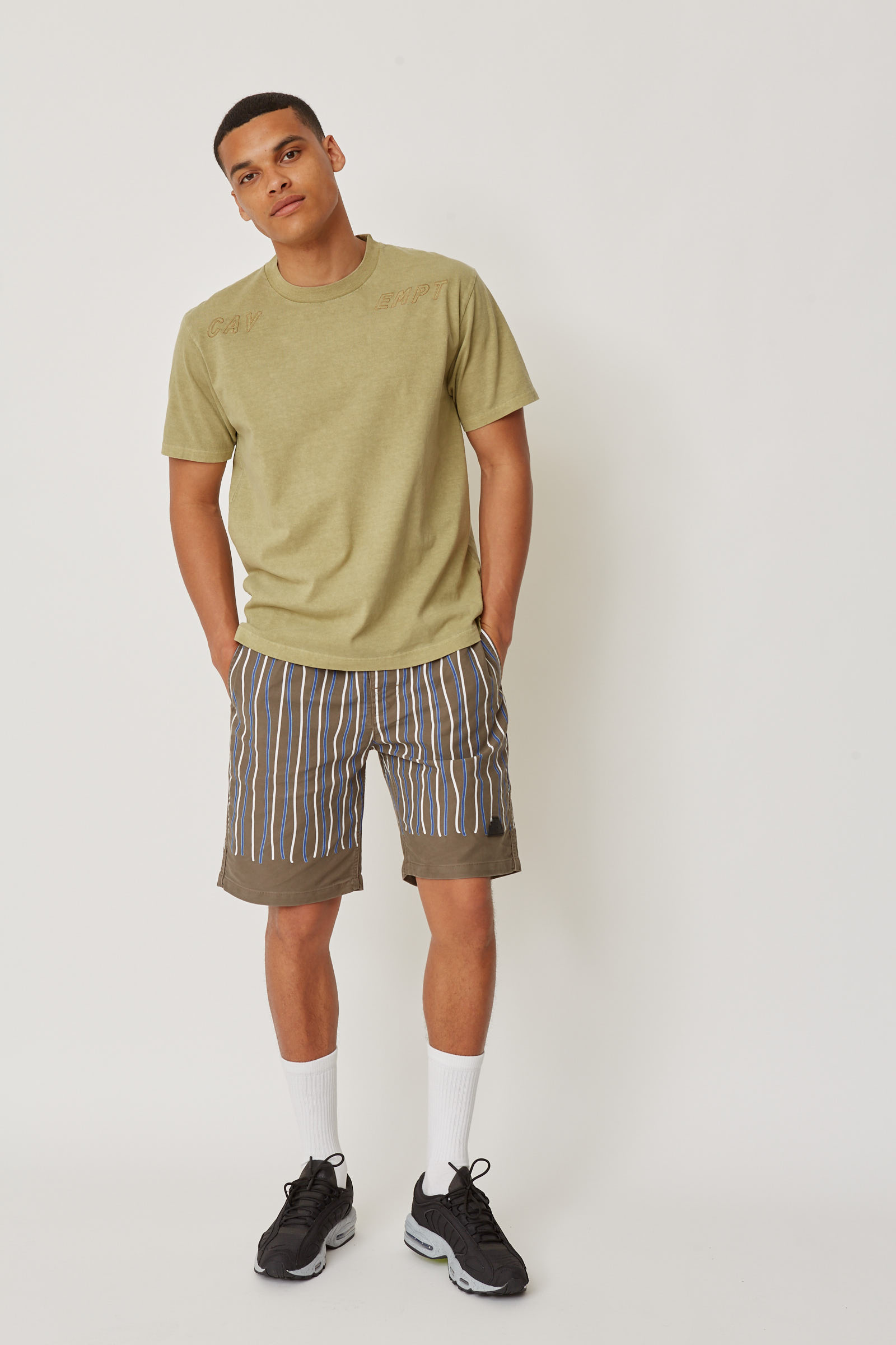 Cav Empt Stripe Shorts Brown WoodWood