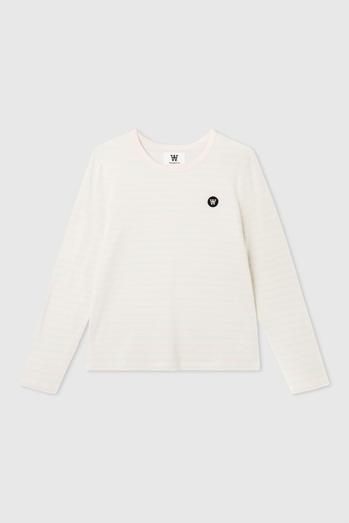 Double A by Wood Wood Moa long sleeve Off-white/light mint stripes ...