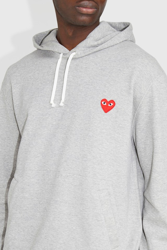 Comme des Garçons PLAY Mens Pullover Hoodie Top grey (1) | WoodWood.com