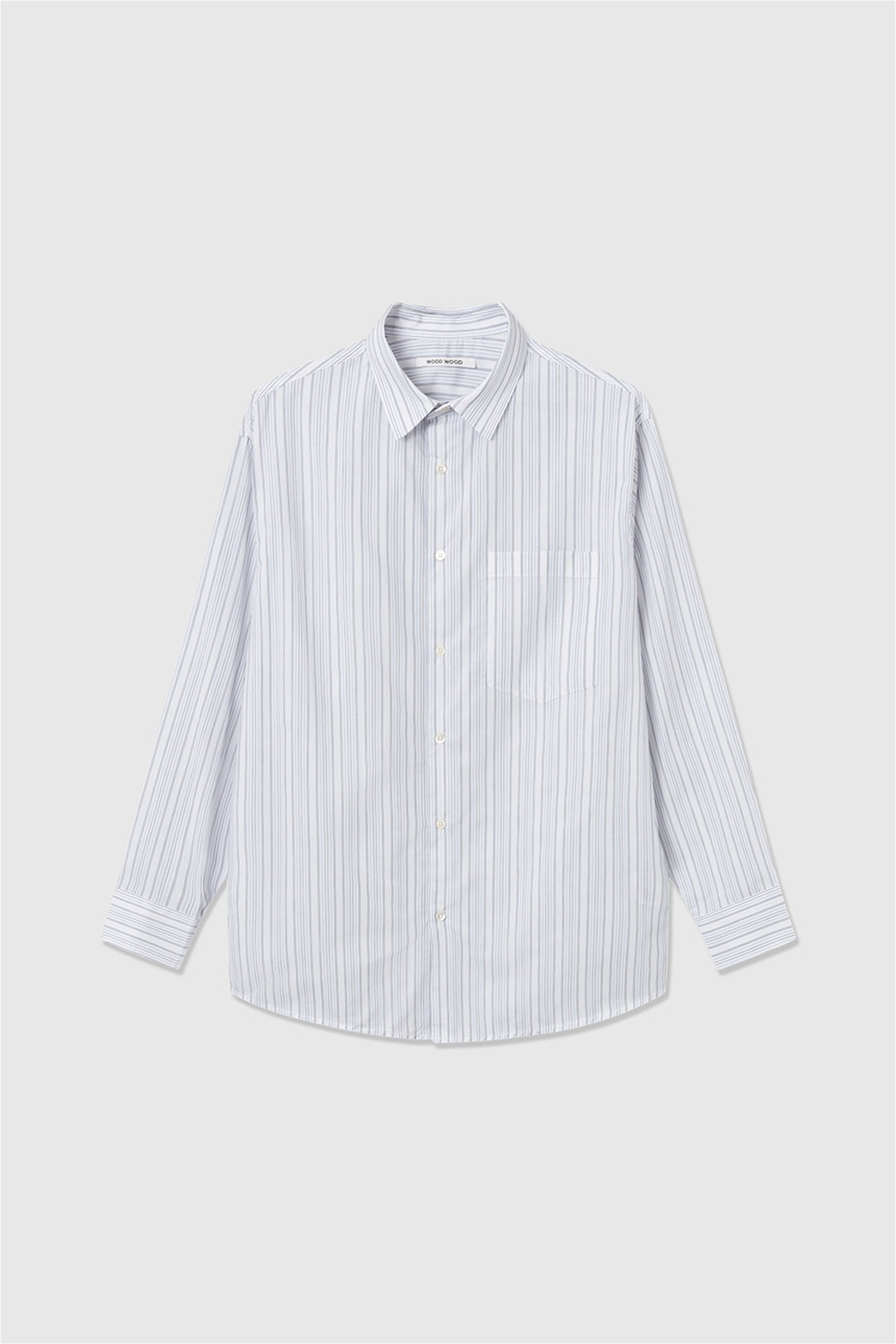 Wood Wood Nico poplin stripe shirt Blue stripes | WoodWood.com