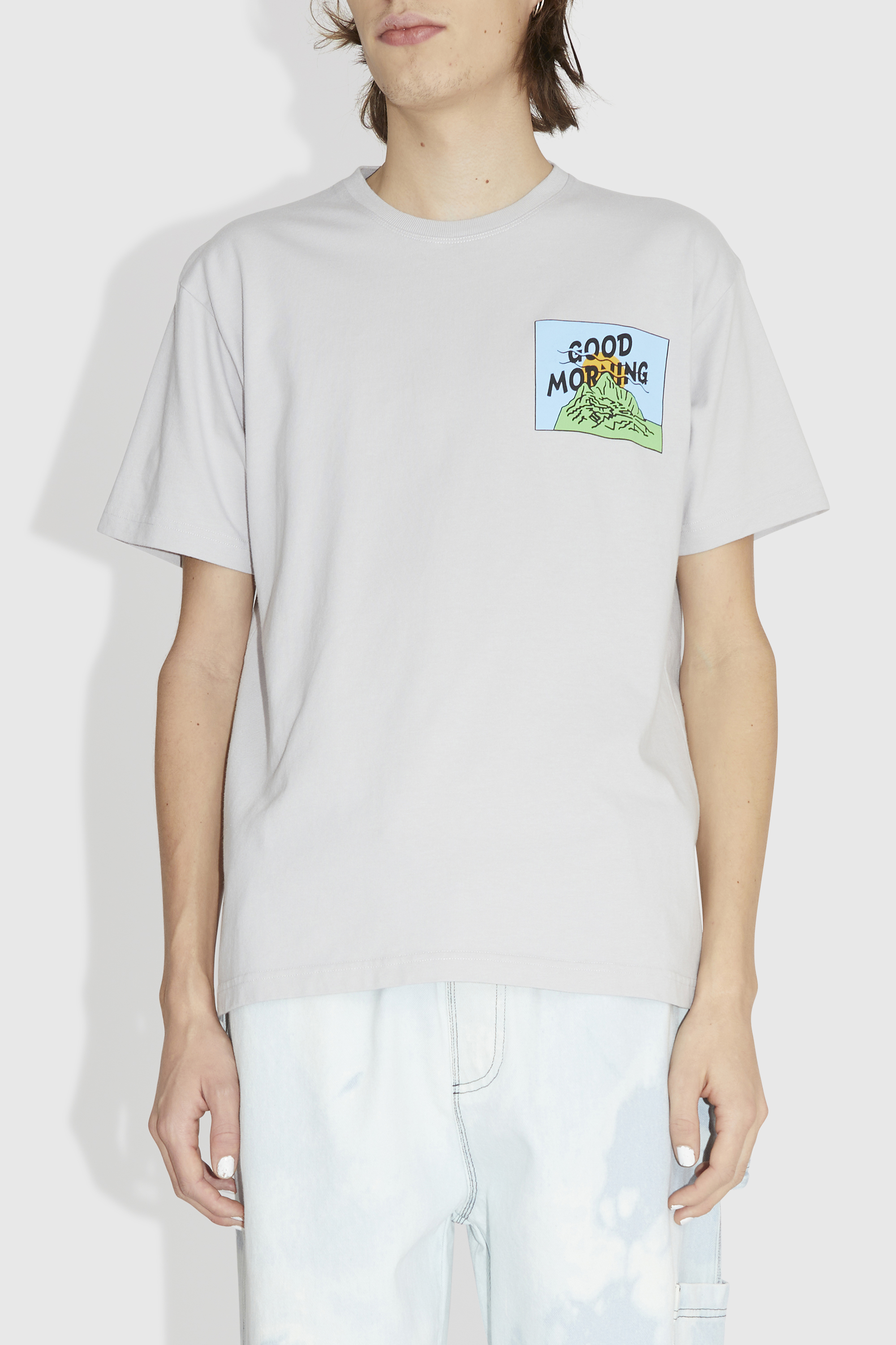 Good Morning Tapes Mountain Logo SS Tee Stone | WoodWood.com