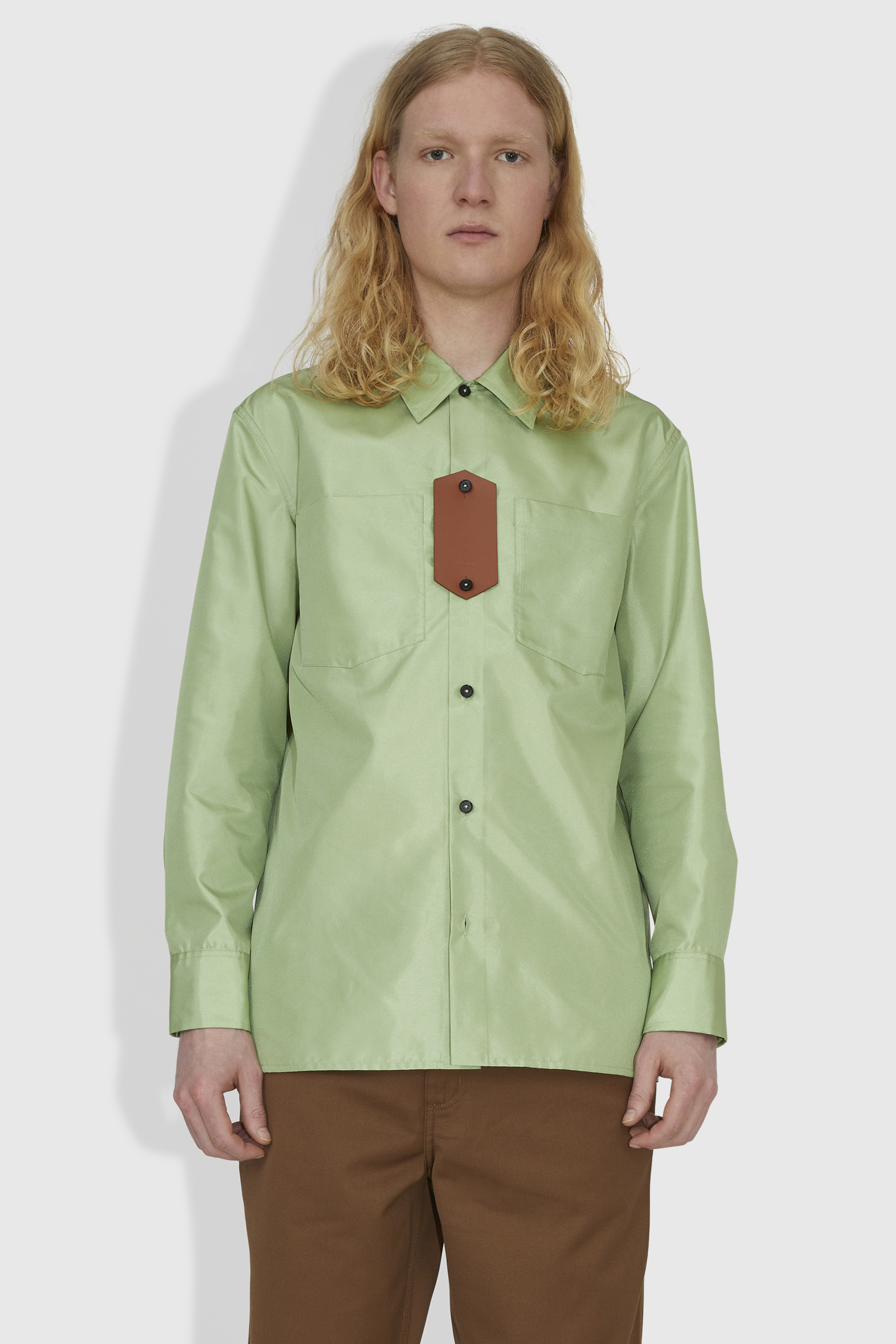 Jil Sander Green Paneled Shirt