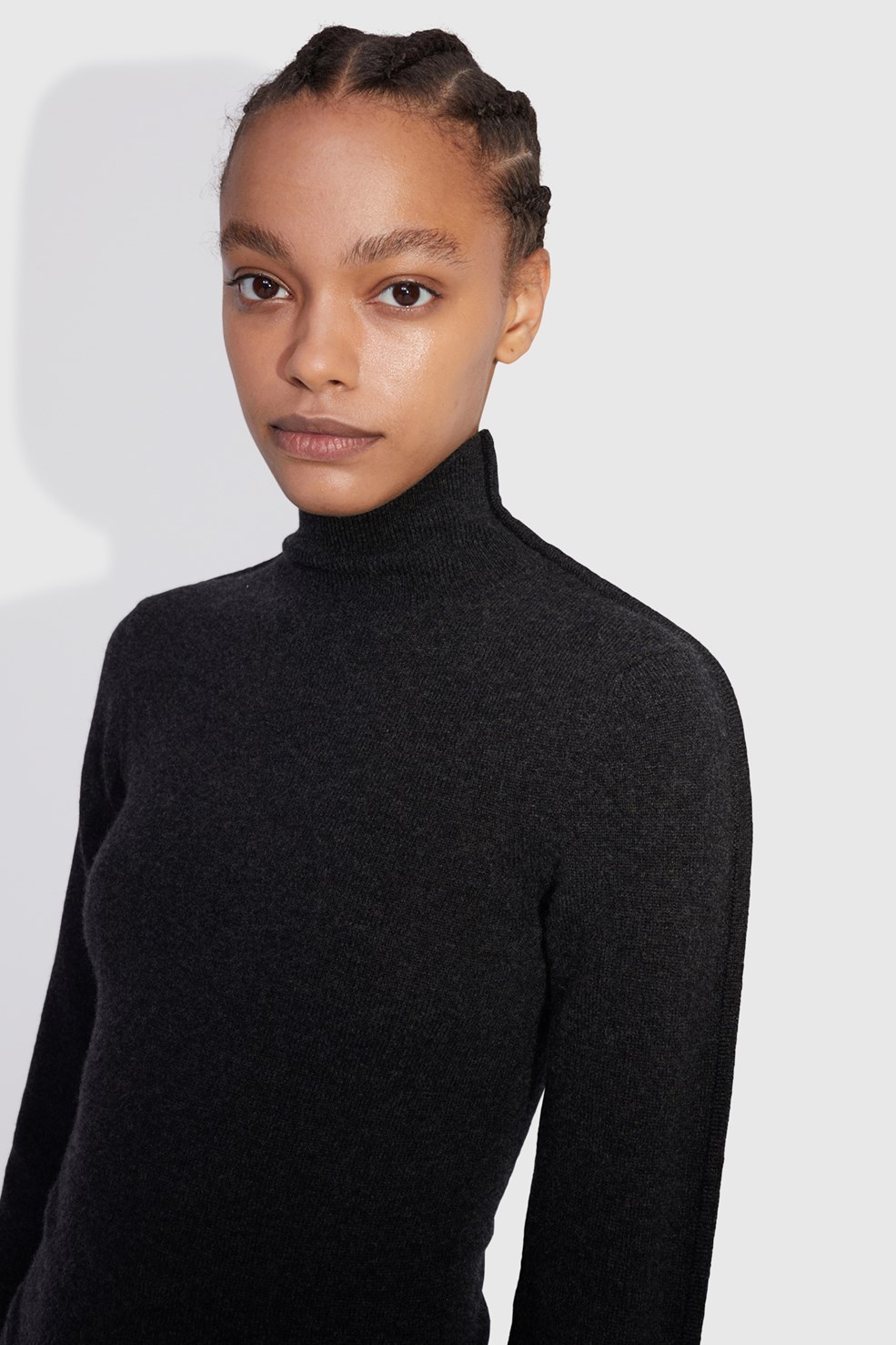 Wood Wood Camille cashmere turtleneck Dark grey melange | WoodWood.com