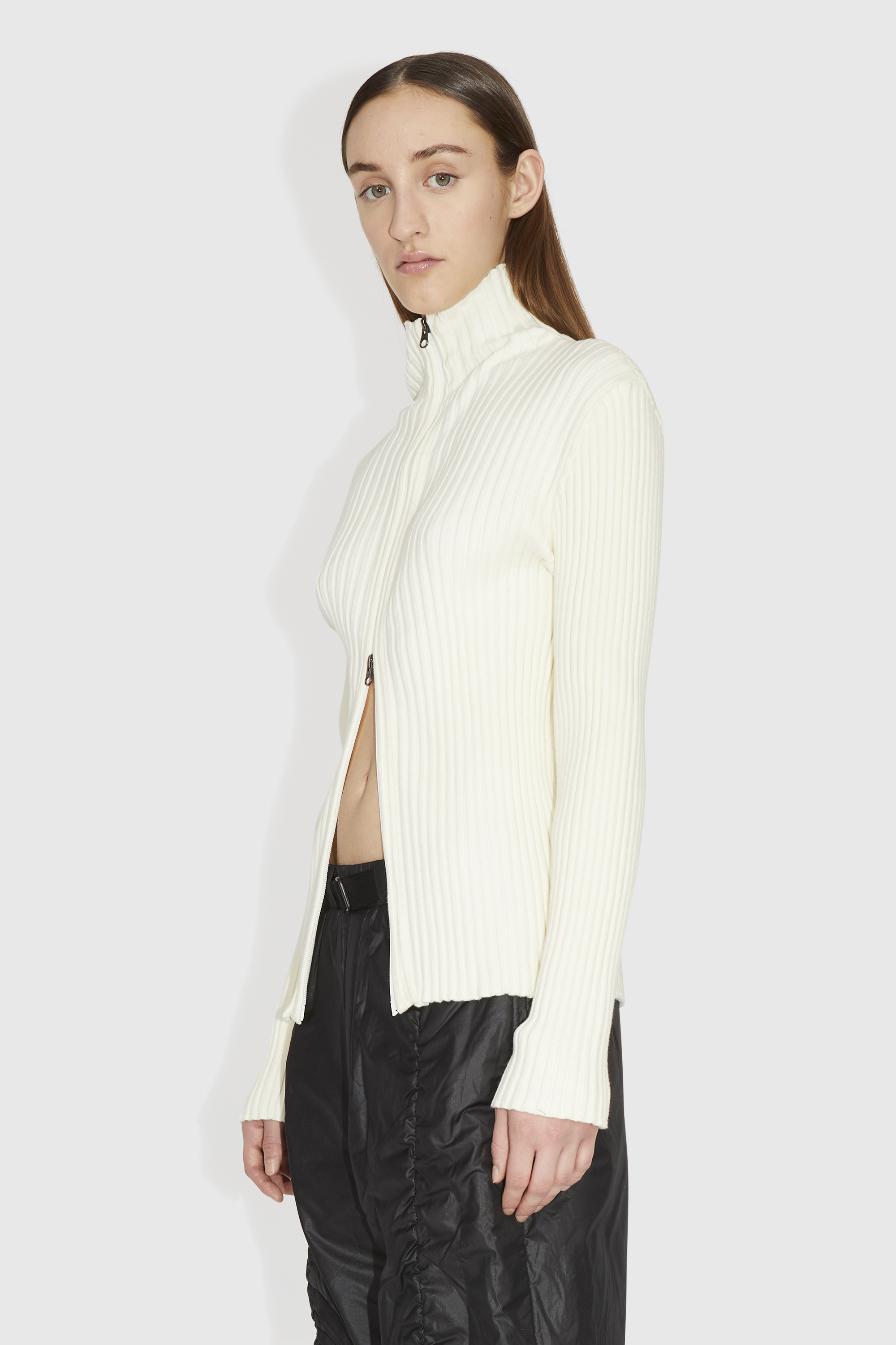 Amomento Ribed High Neck Cardigan Cream | WoodWood.com