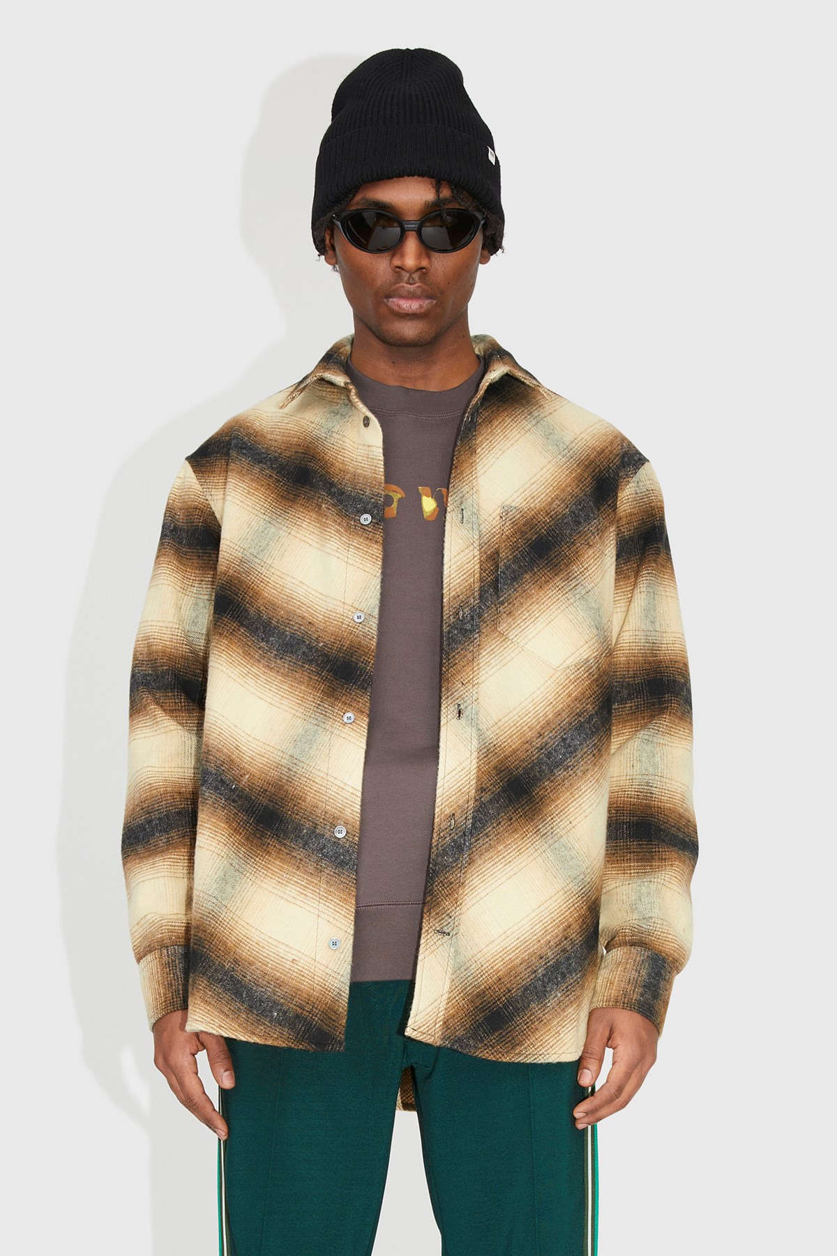 Wood Wood Nico Bias Flannel Shirt Cream | WoodWood.com