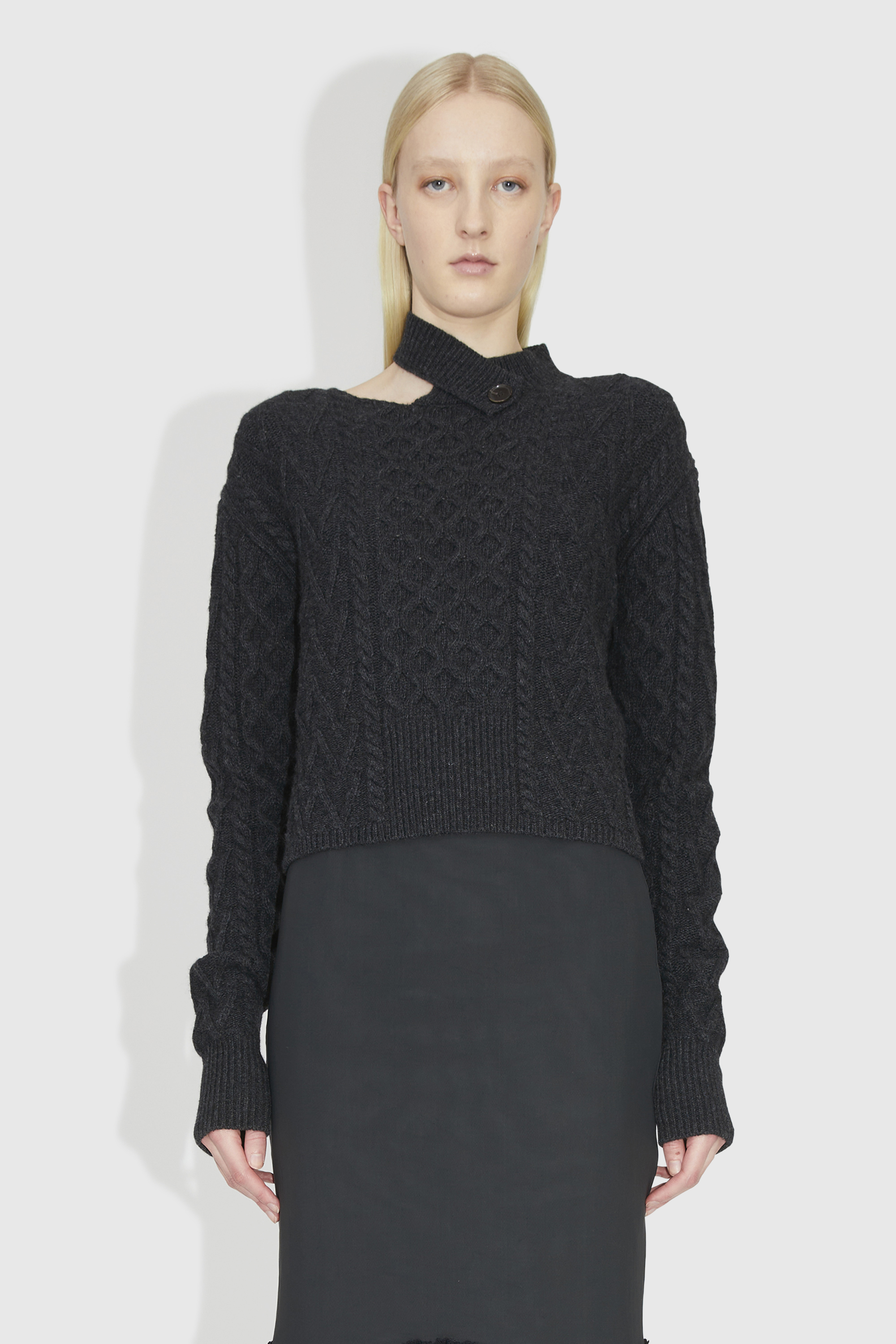 Wood Wood Tania Aran knit jumper Dark grey | WoodWood.com