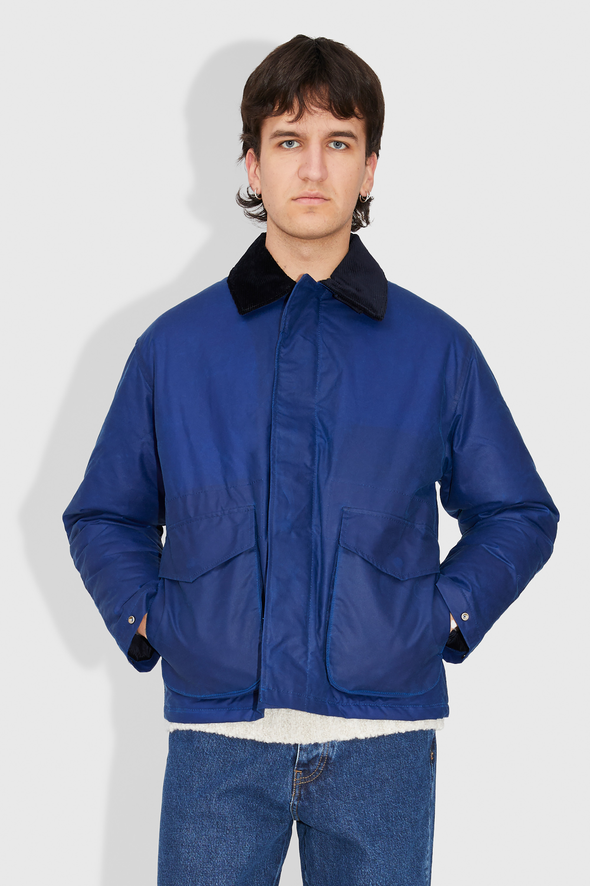 Sunflower Waxed Short Jacket Blue | WoodWood.com