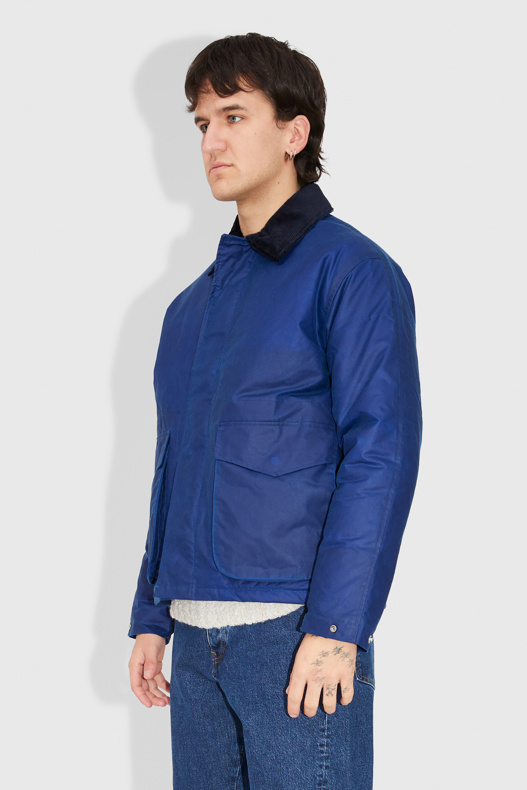 Sunflower Waxed Short Jacket Blue | WoodWood.com