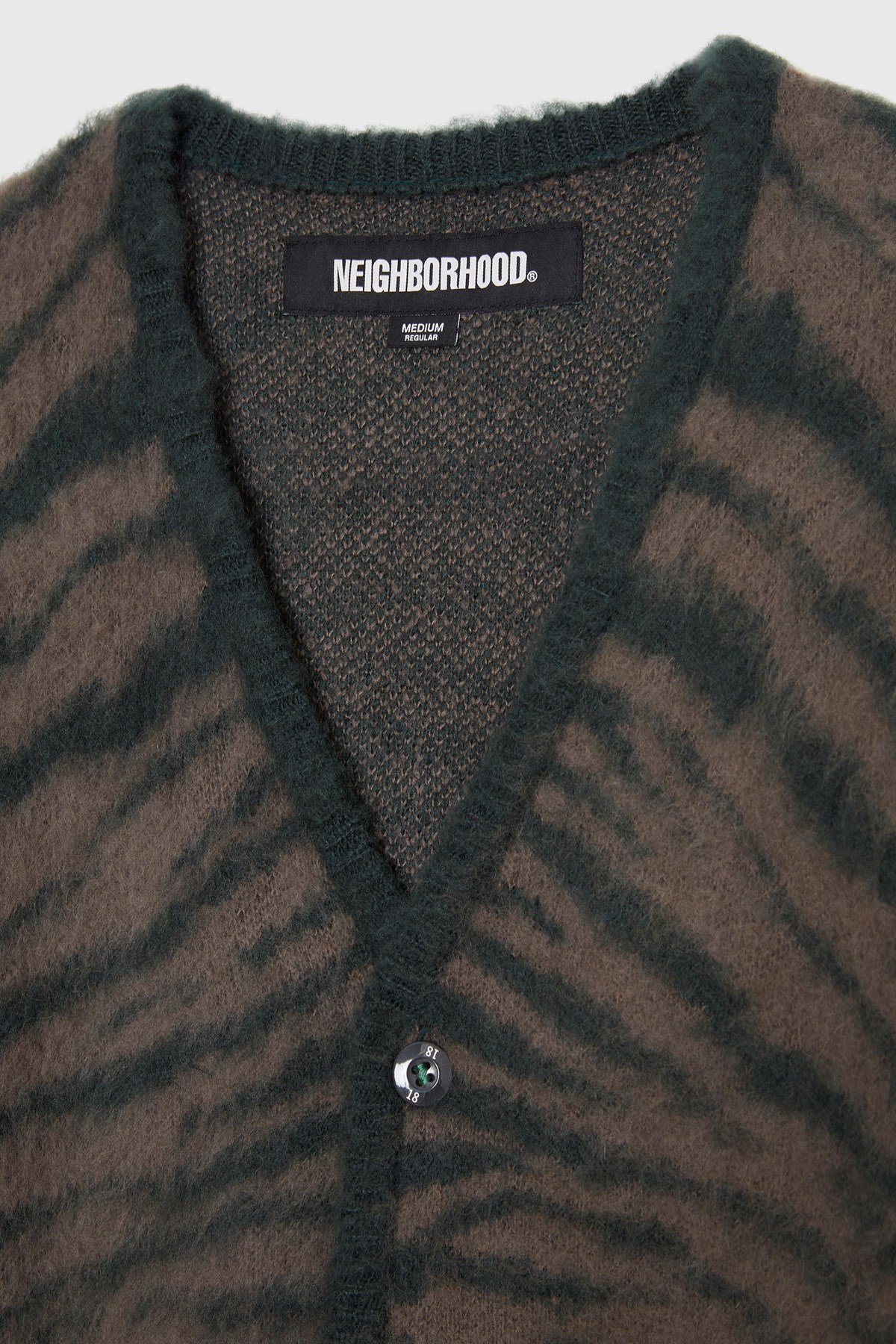 Neighborhood tiger-print brushed-knit cardigan - Green