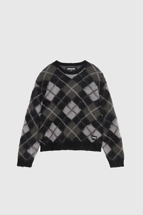 Neighborhood Argyle Pattern Mohair Sweater