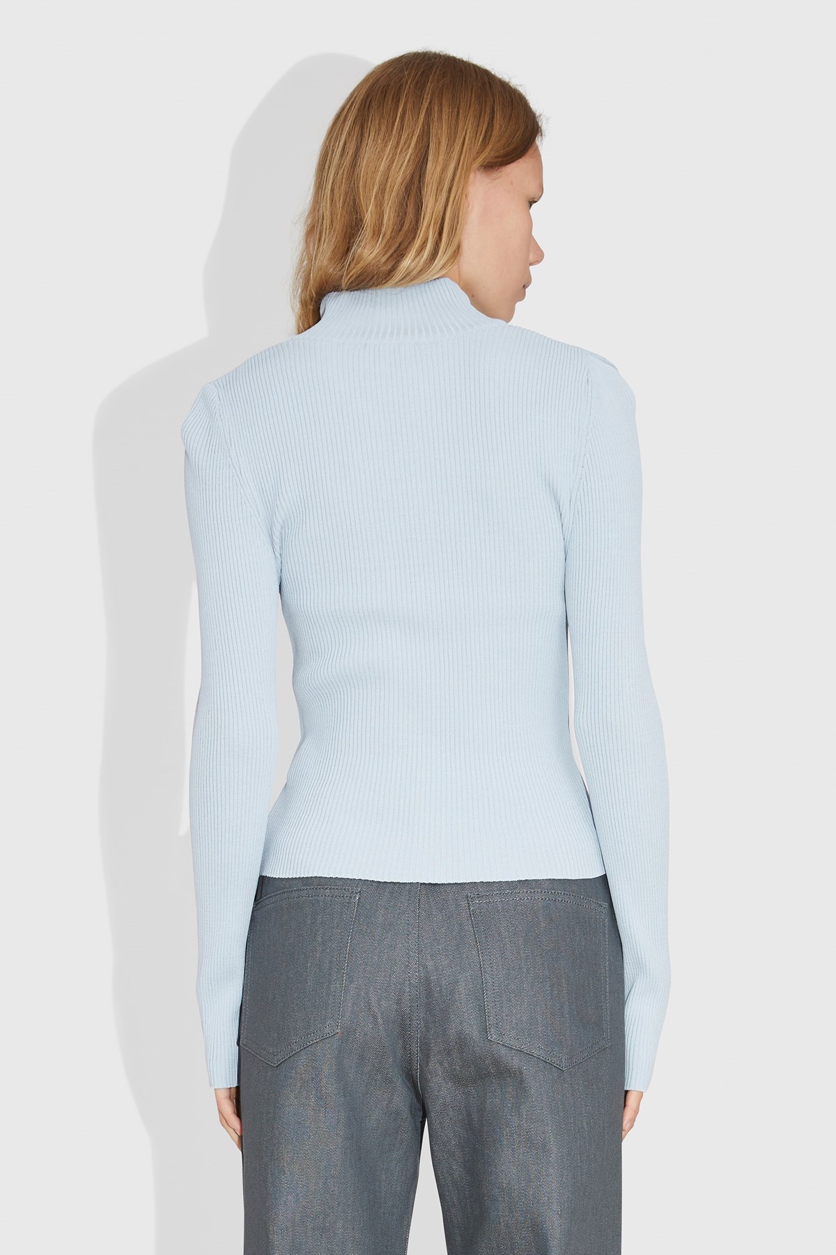 Amomento Ribbed Mock Neck Cardigan LIGHT BLUE | WoodWood.com