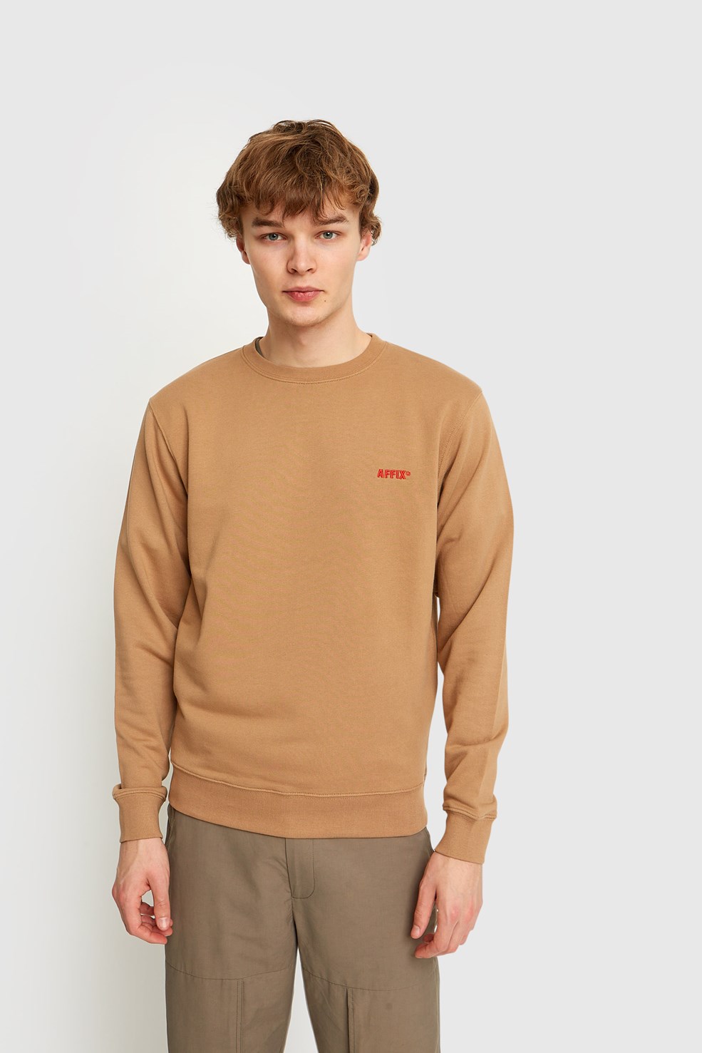 AFFIX Basic Embroidered Sweatshirt Beige | WoodWood.com