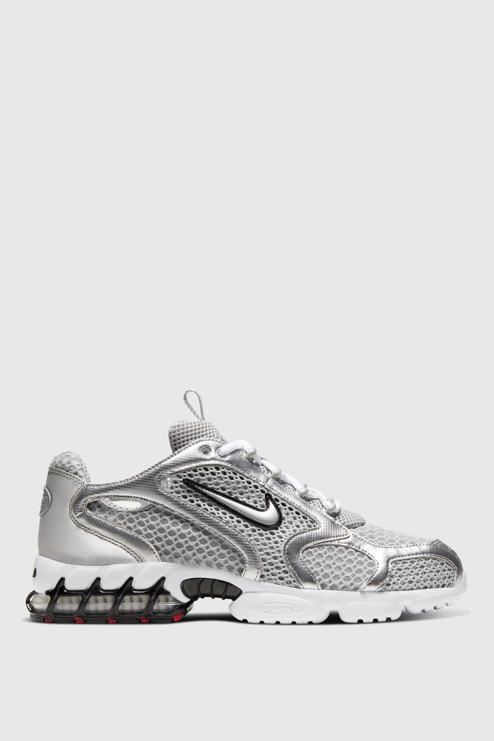 silver nike air zoom spiridon cage 2 sneakers