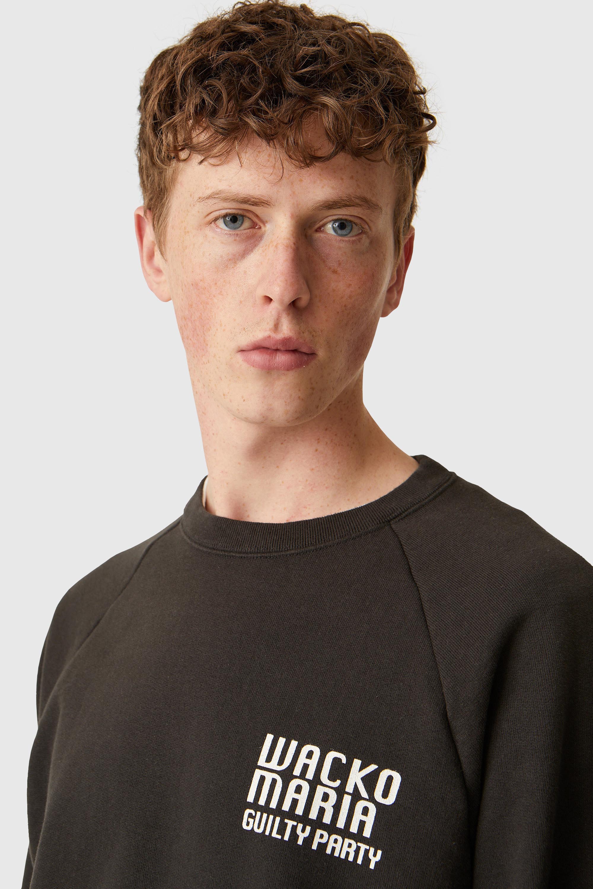 WACKO MARIA Washed Crew Neck SW (Type-2) Black | WoodWood.com