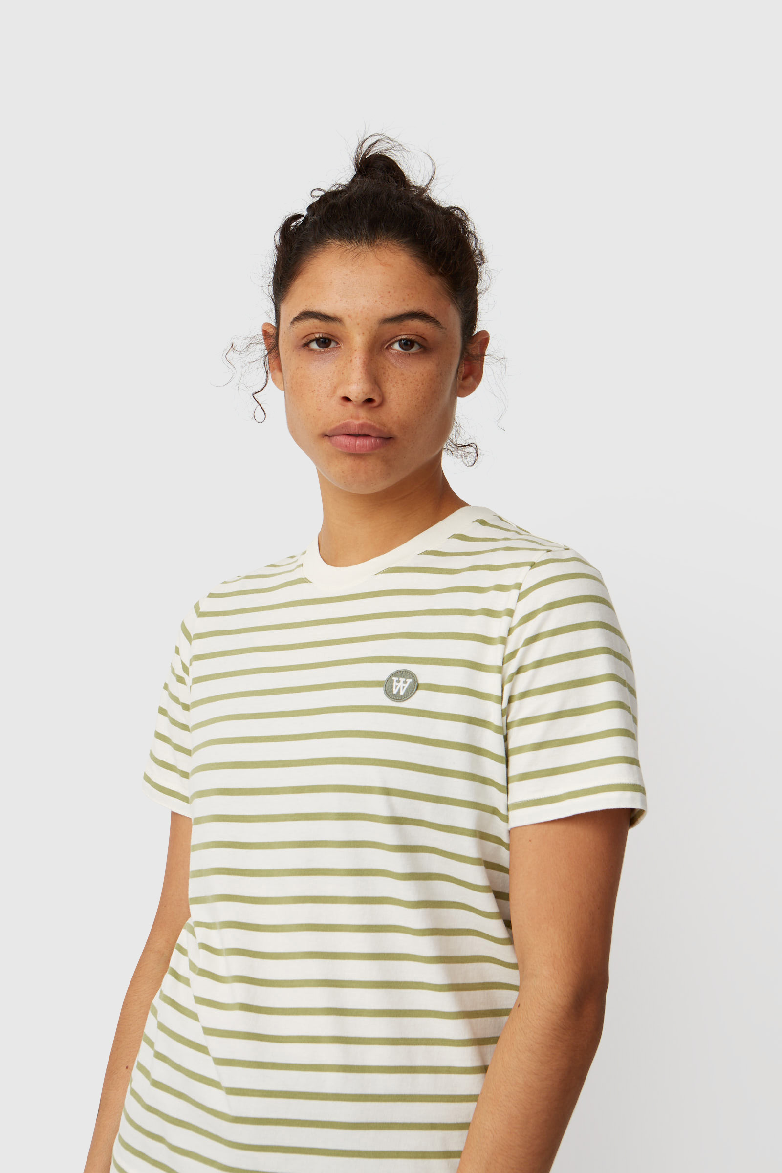 Double A by Wood Wood Mia T-shirt Off-white/olive stripes | WoodWood.com